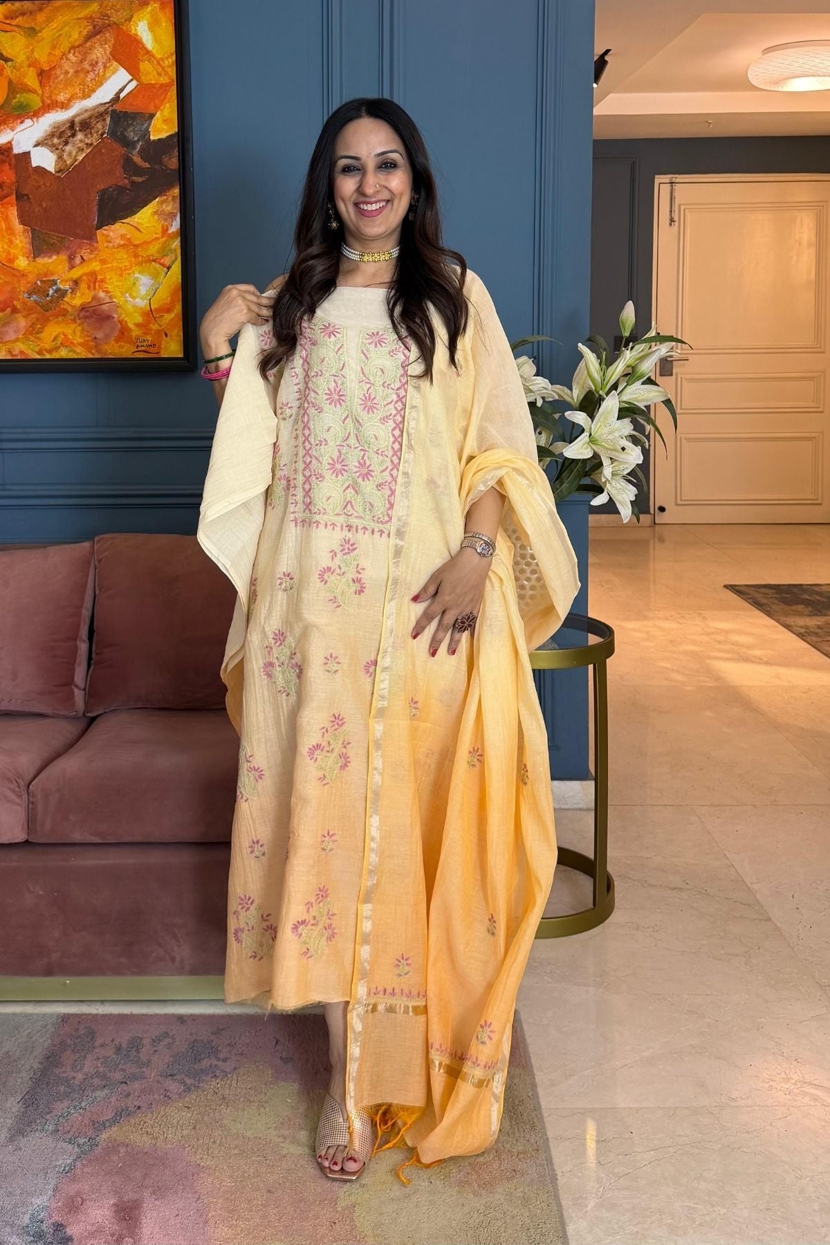 Ombré Chikankari on pure Mul cotton!!!