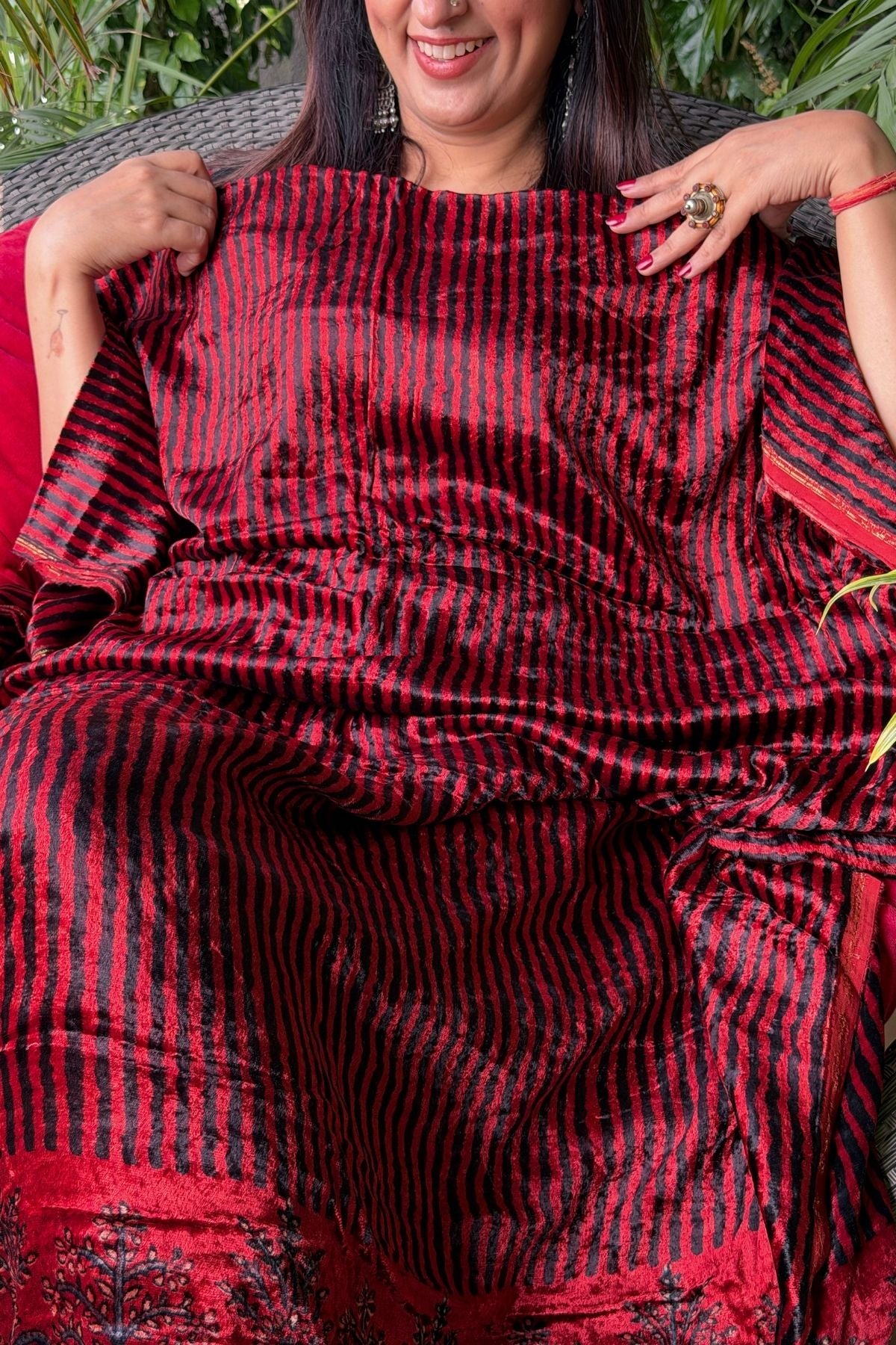 Handblocked Ajrakh kurta fabric only!!
