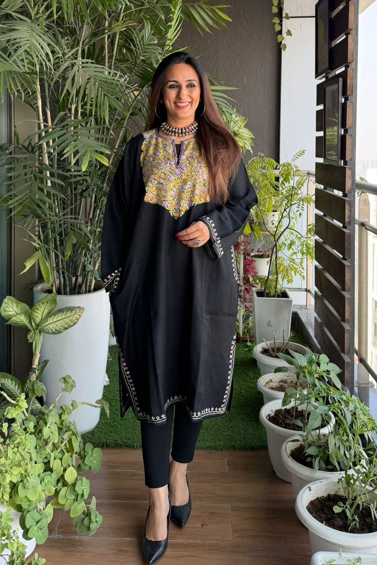 Woollen Kashmiri Phiran with Aari work