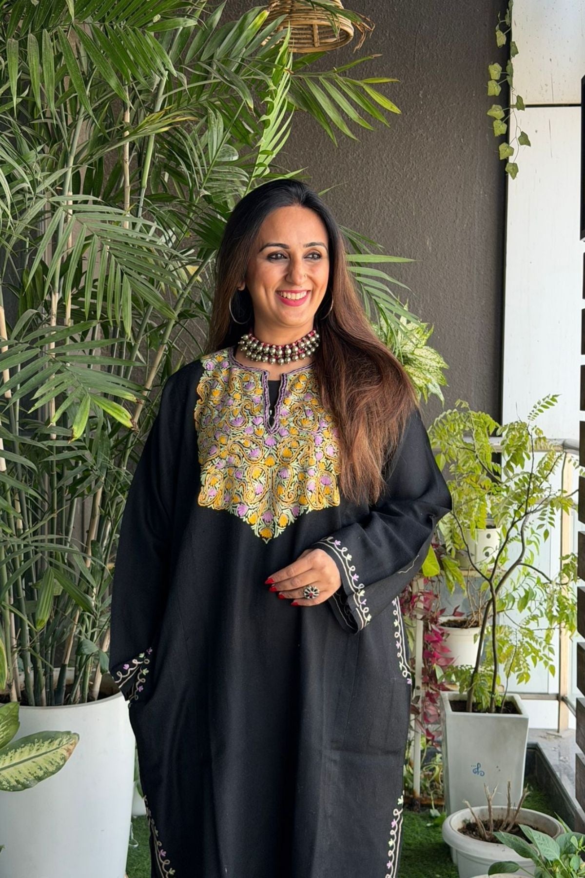 Woollen Kashmiri Phiran with Aari work