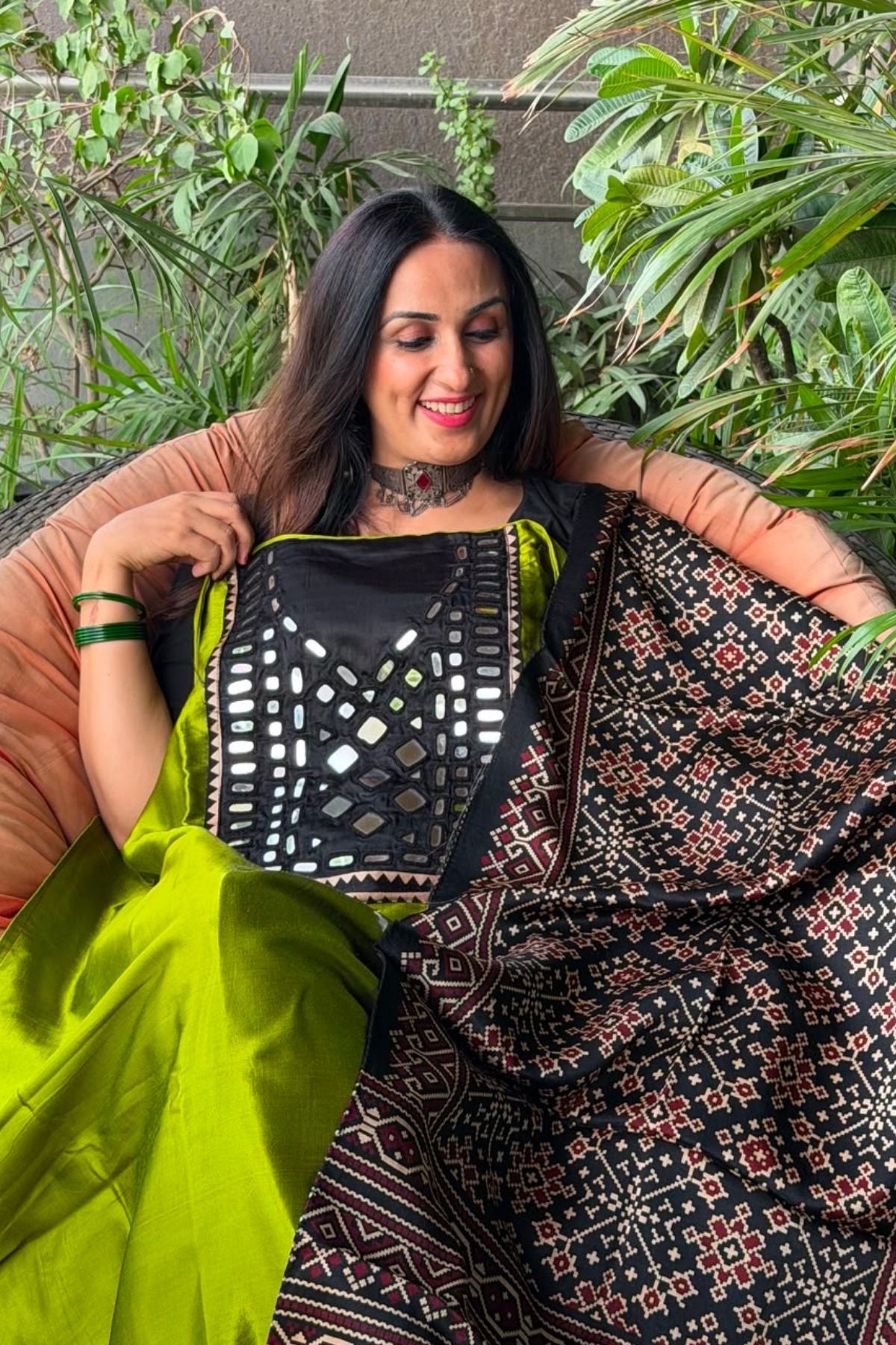 Handcrafted Kutch mirror work Mashru silk full sets!!