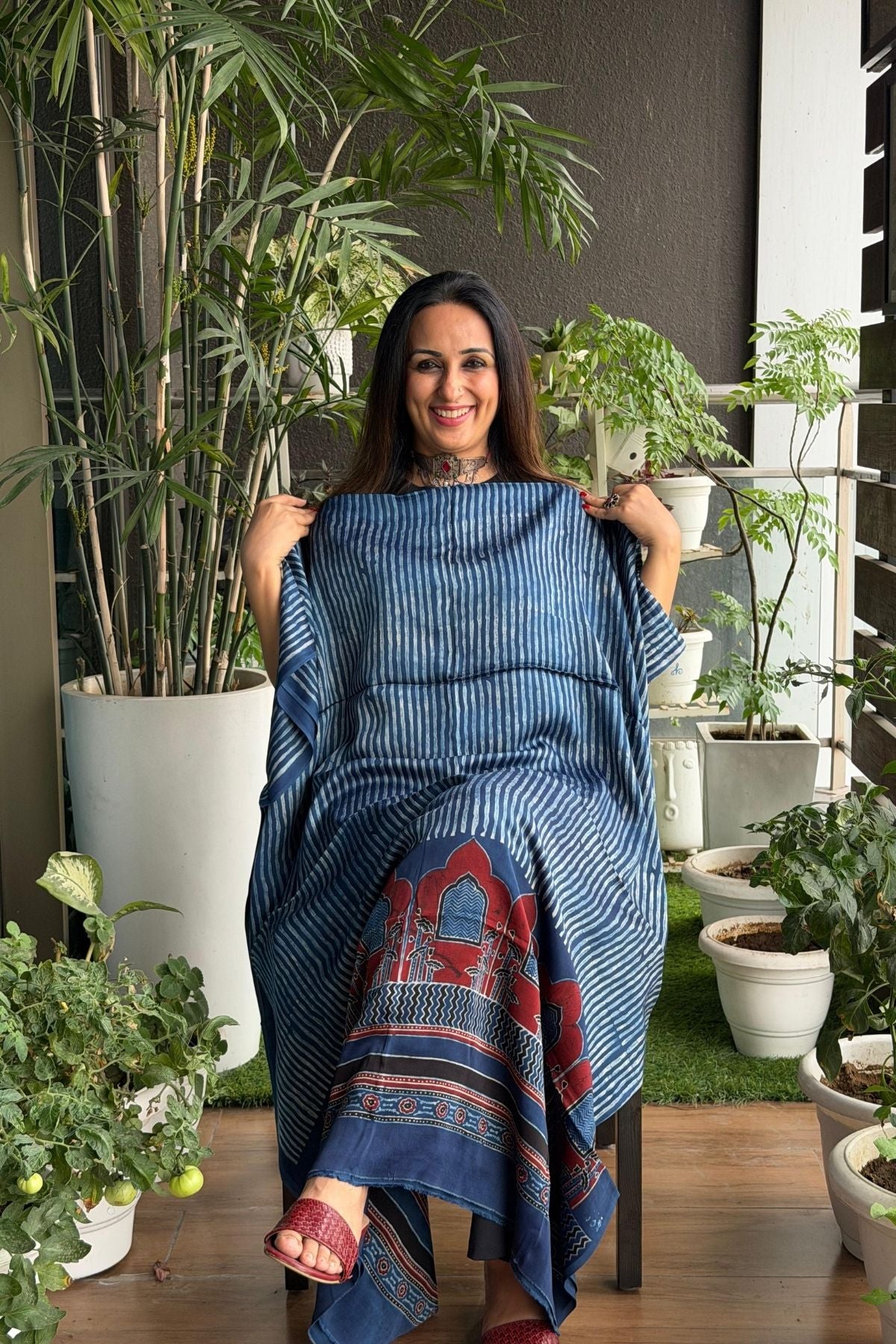 Ajrakh kurta fabric on pure modal !!