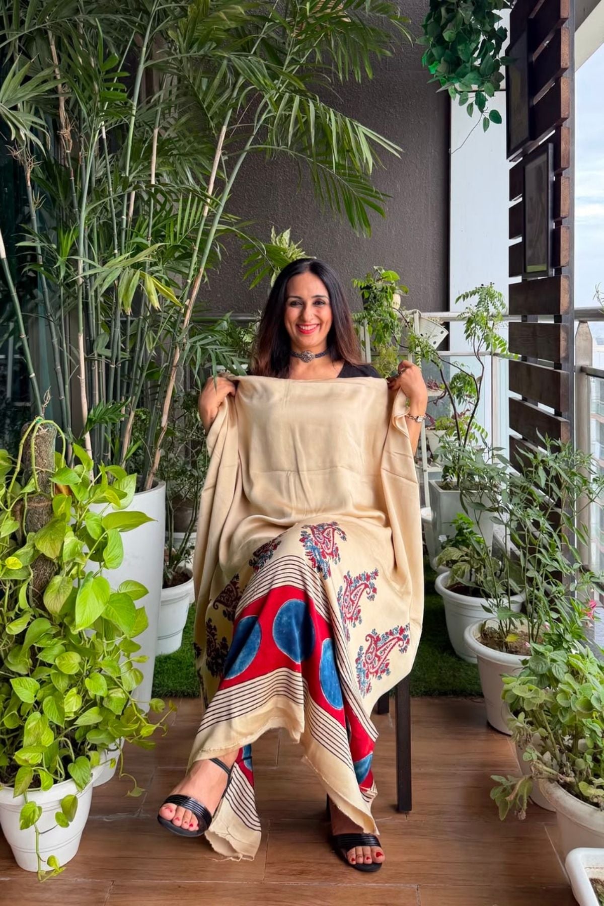 Ajrakh kurta fabric on pure modal !!