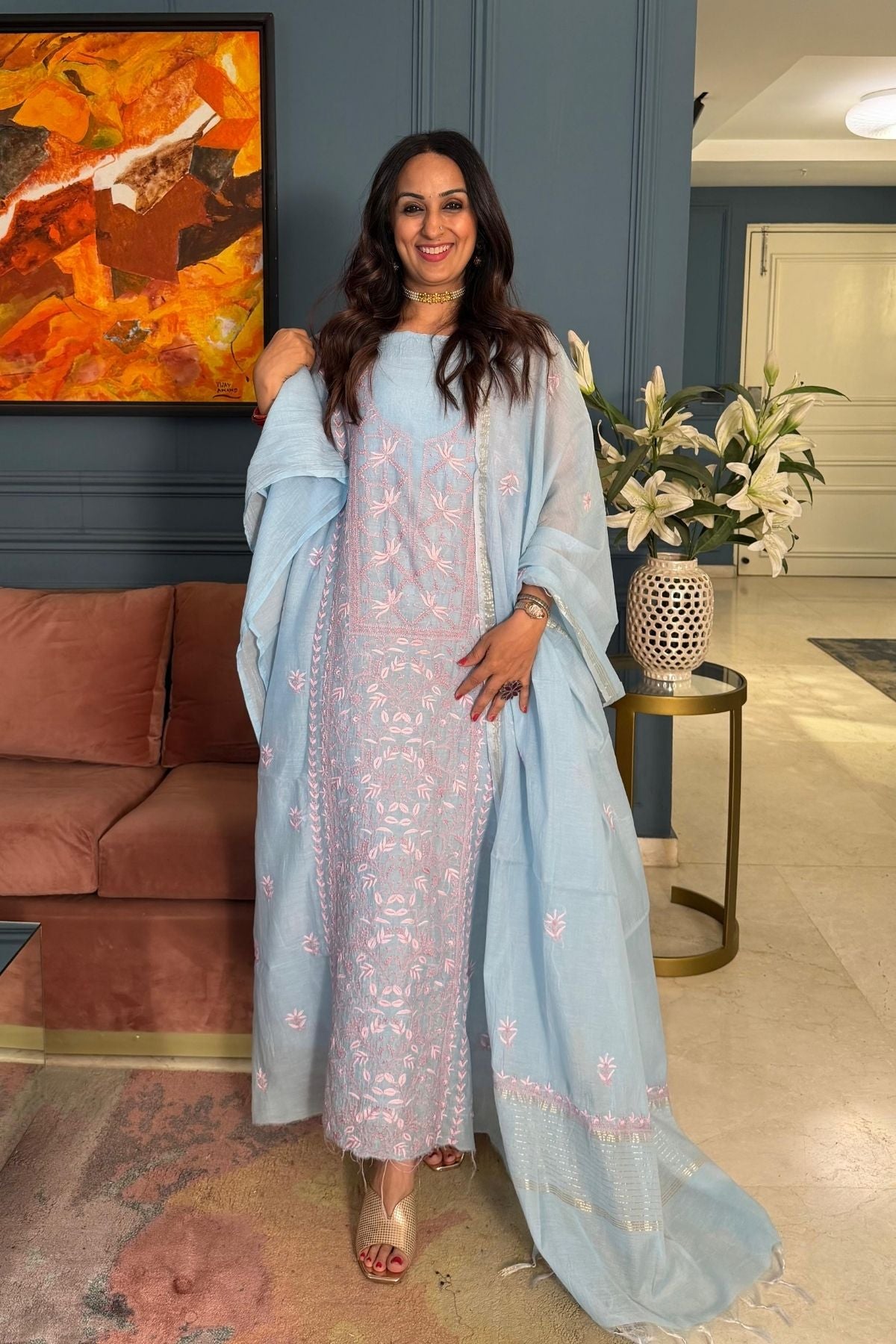 Chikankari on pure Mul cotton!!