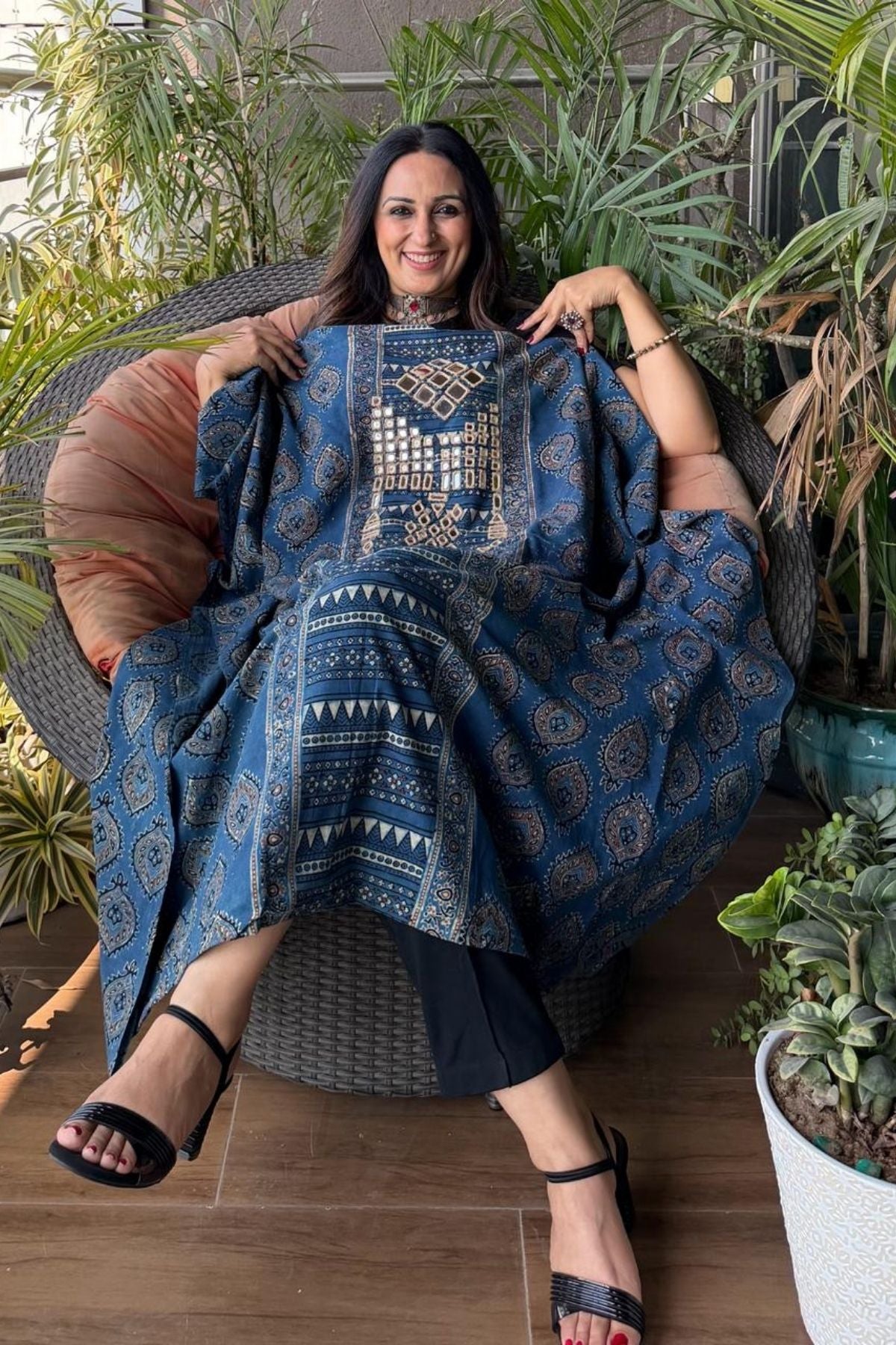 Pure Cotton Kutch mirror hand work kurta fabrics!!