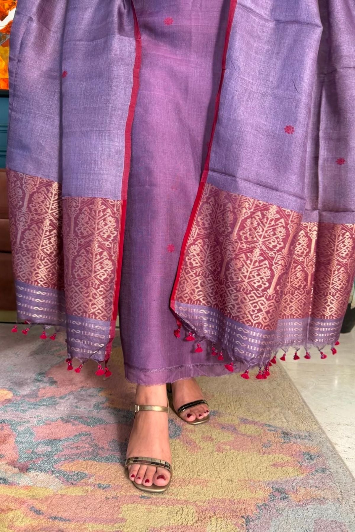 Tangail weave on Pure Tussar Silk -Kurta Dupatta set