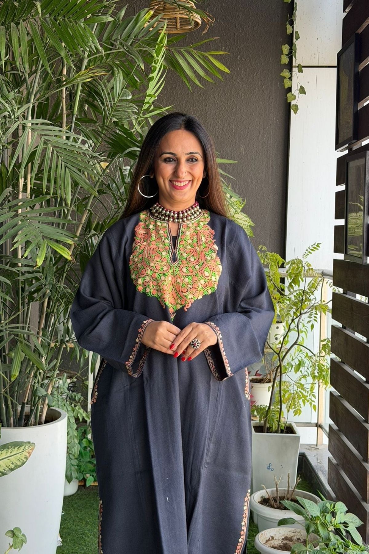 Woollen Kashmiri Phiran with Aari work