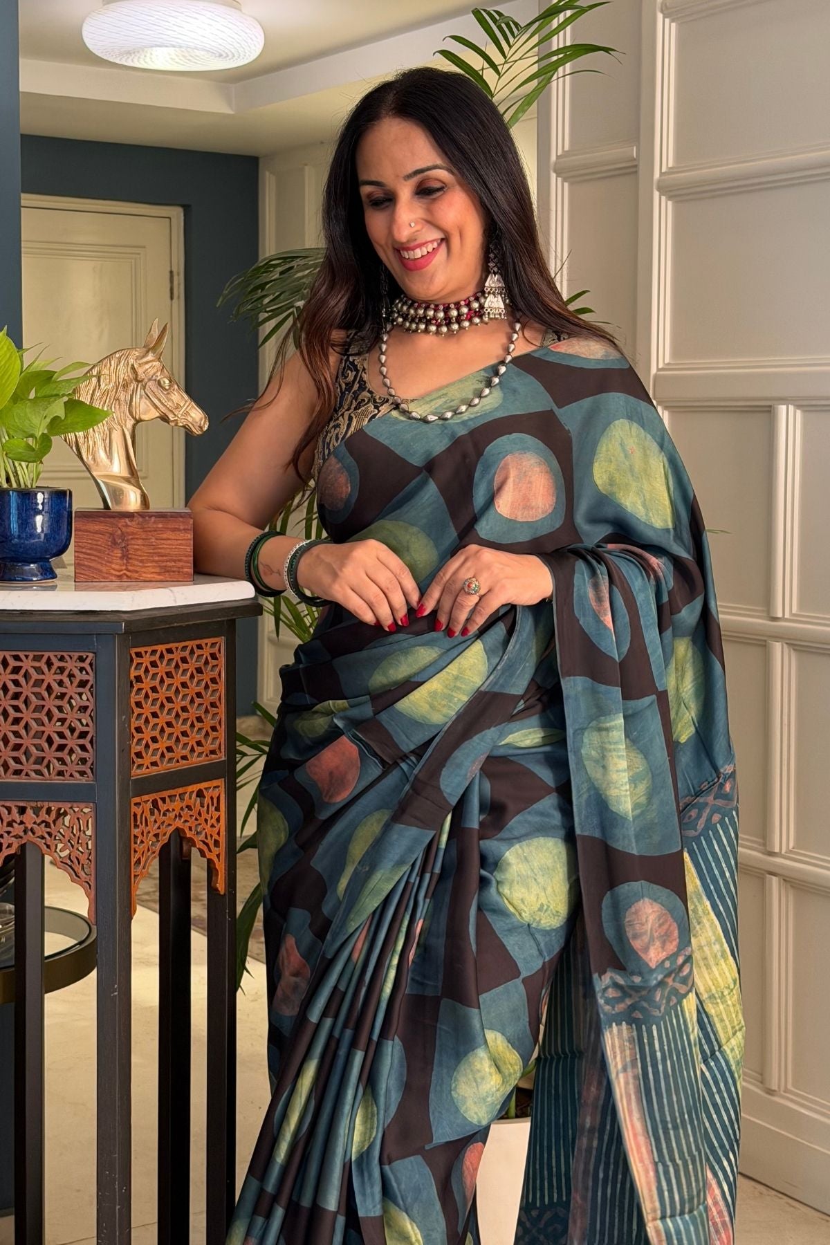 Pomegranate handcrafted pure tussar modal saree!!