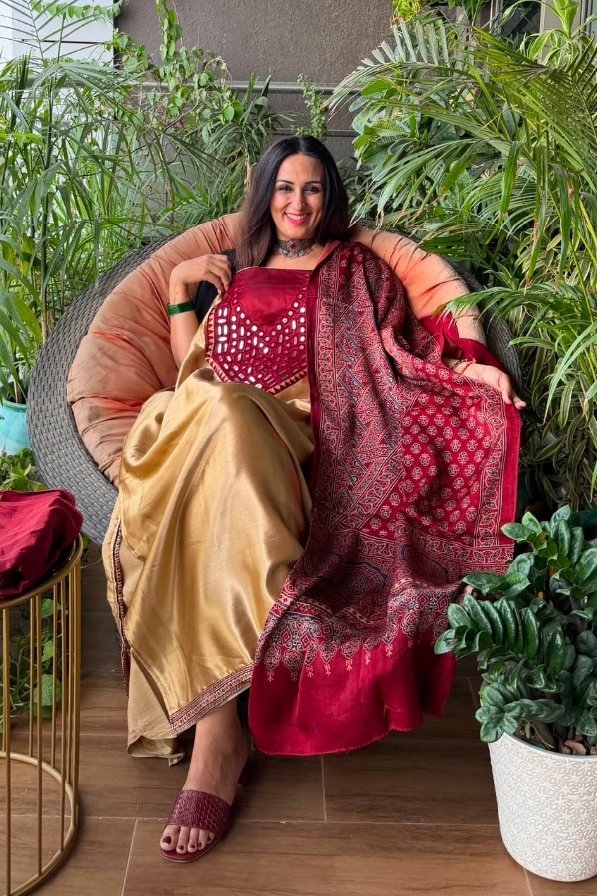 Handcrafted Kutch mirror work Mashru silk full sets!!