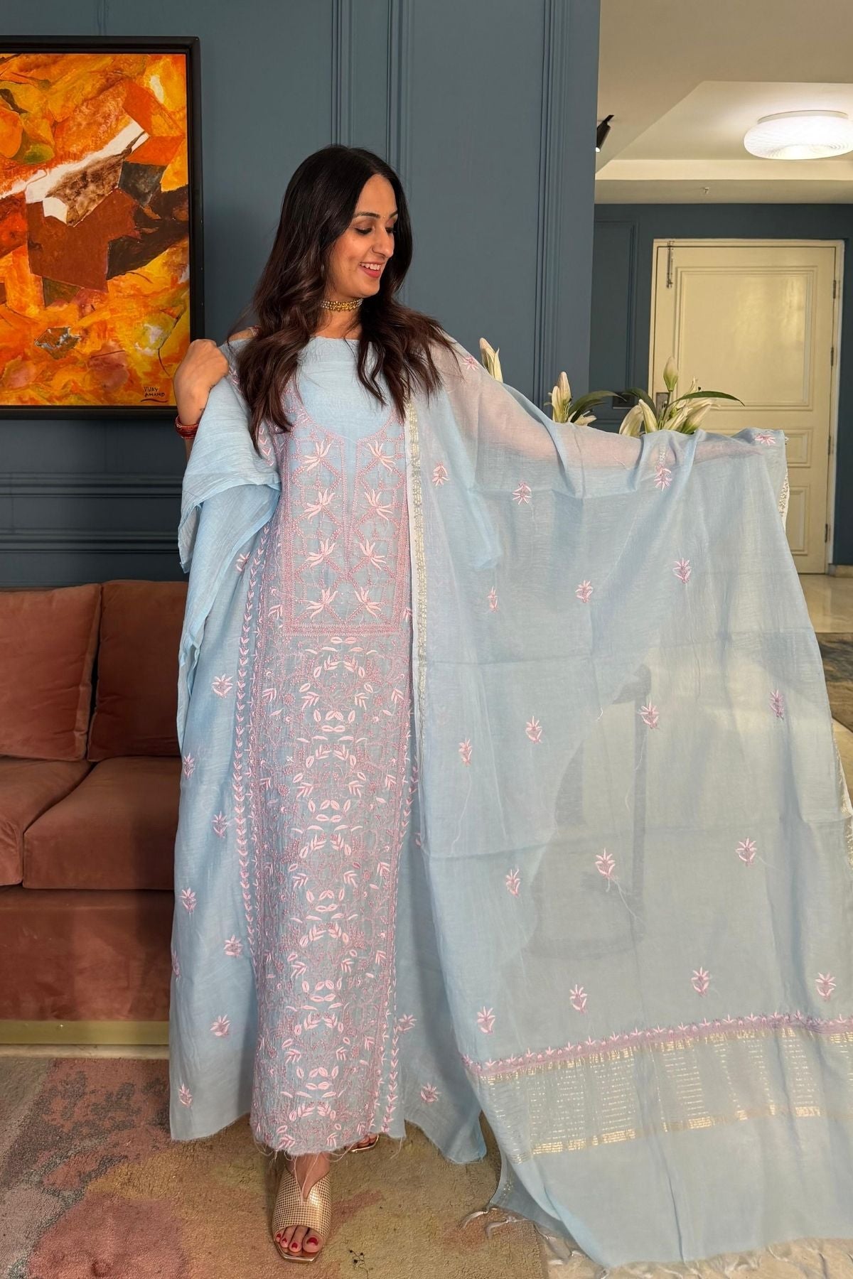 Chikankari on pure Mul cotton!!