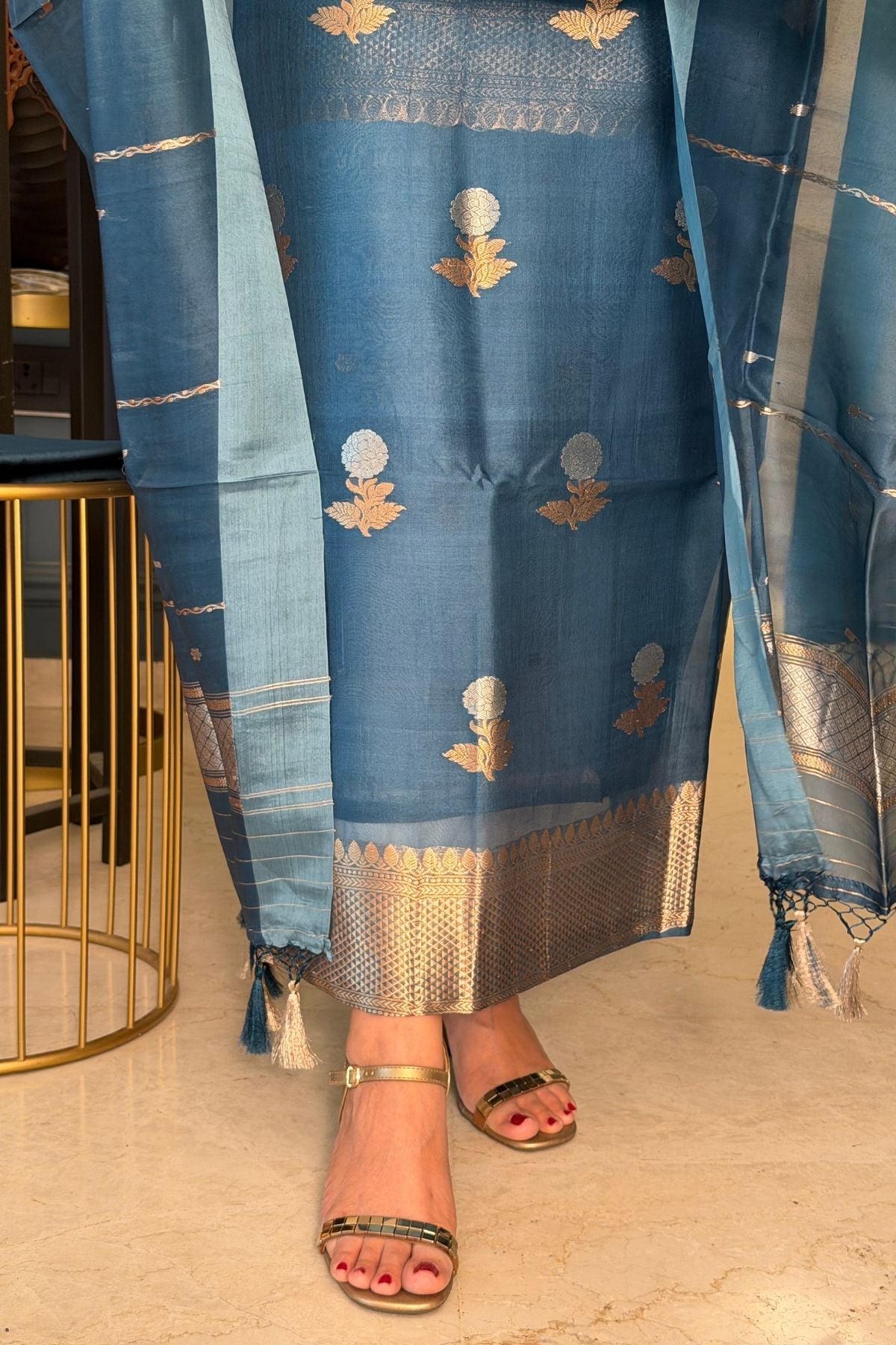 Handloom pure Kora silk full suit sets!!