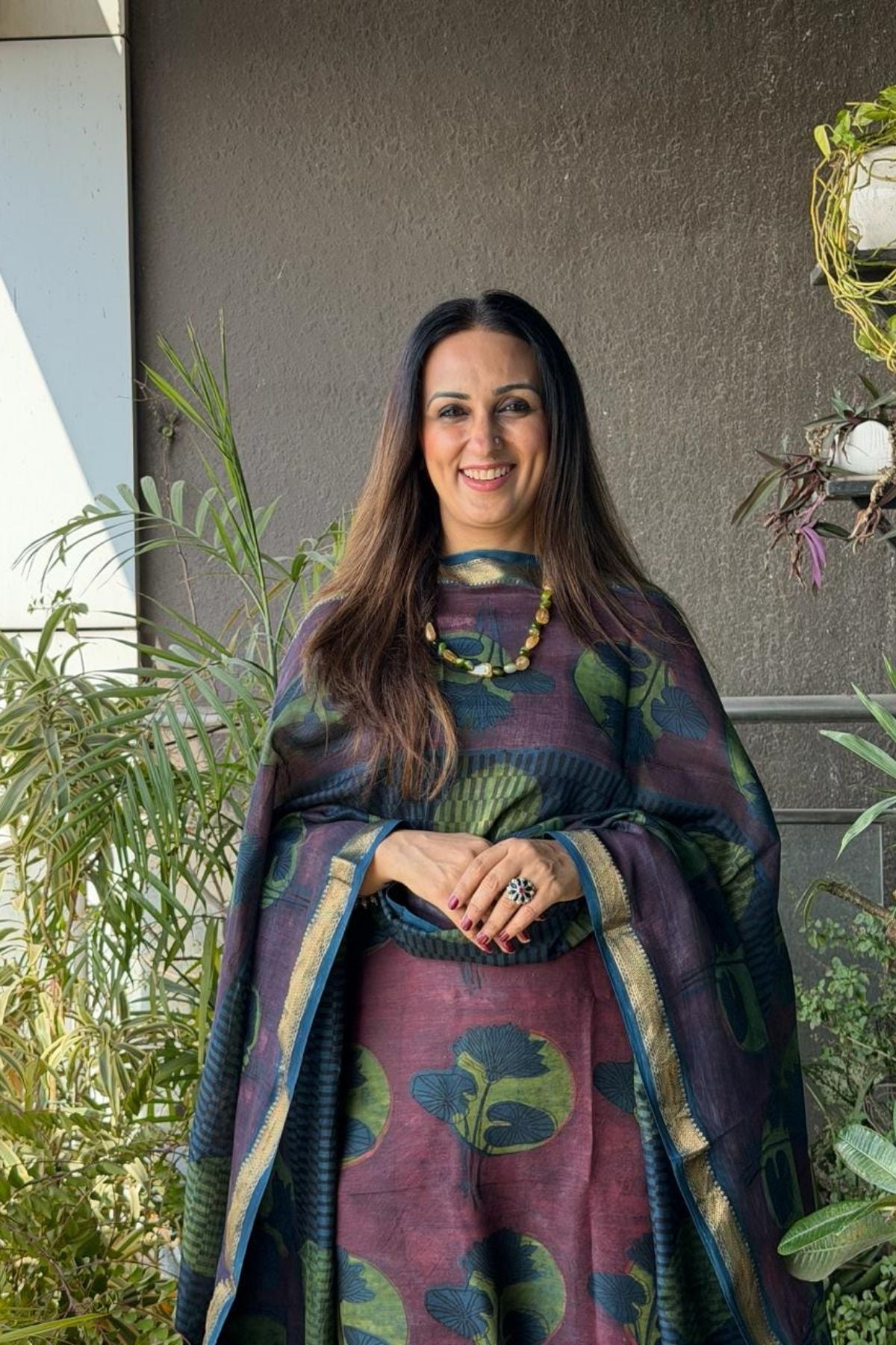 Handblocked with Pomegranate peel kurta dupatta sets in Maheshwari!!