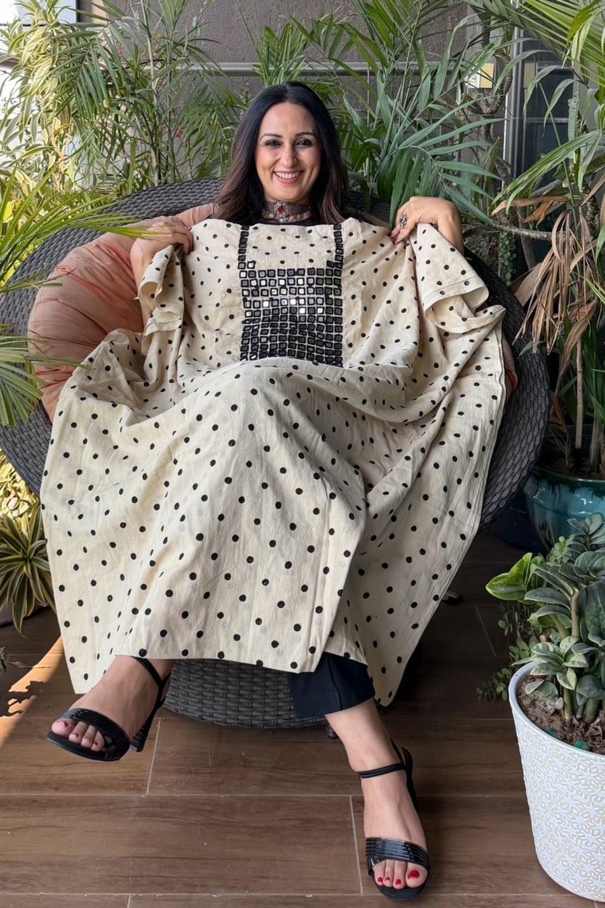 Pure Cotton Kutch mirror hand work kurta fabrics!!