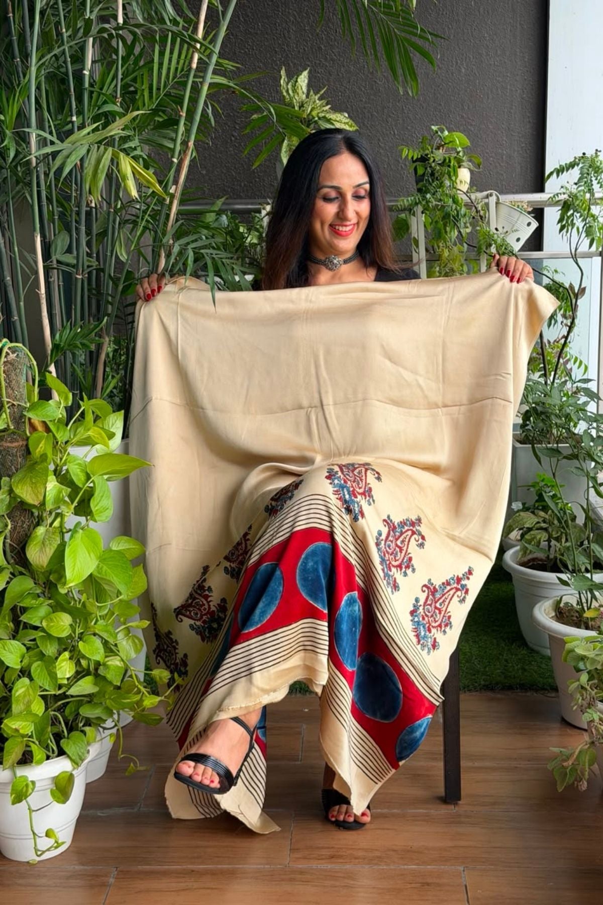 Ajrakh kurta fabric on pure modal !!
