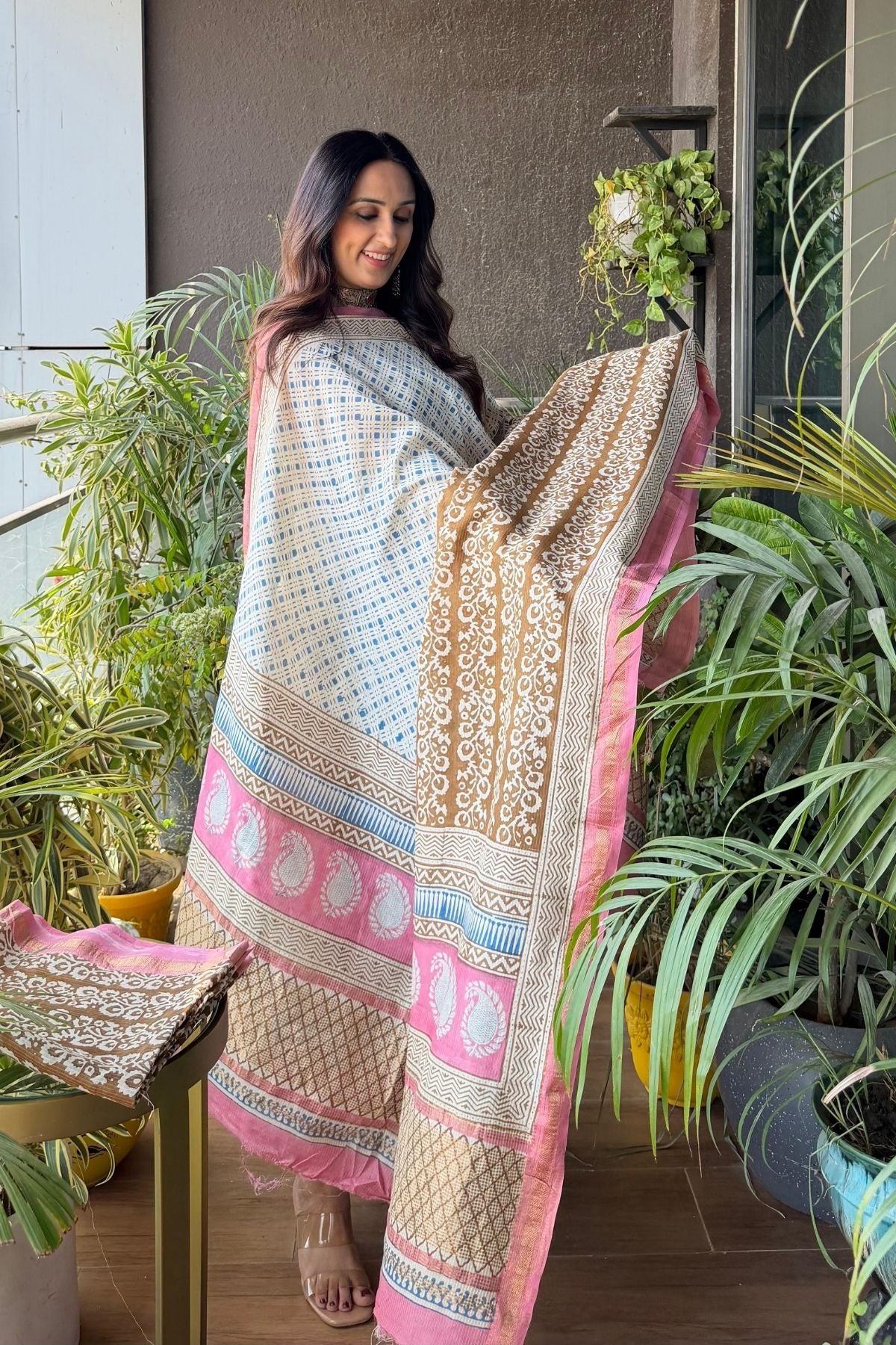 Handblocked Bagh full sets on pure Maheshwari!!