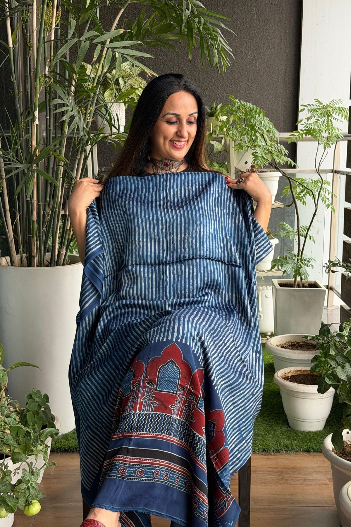 Ajrakh kurta fabric on pure modal !!