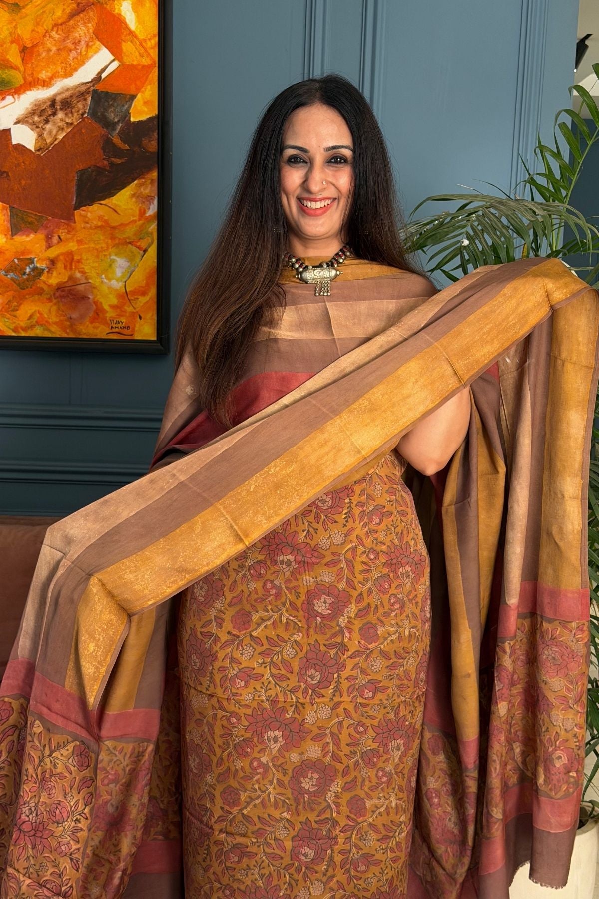 Pomegranate peel Handblock on Premium Modal fabric!!