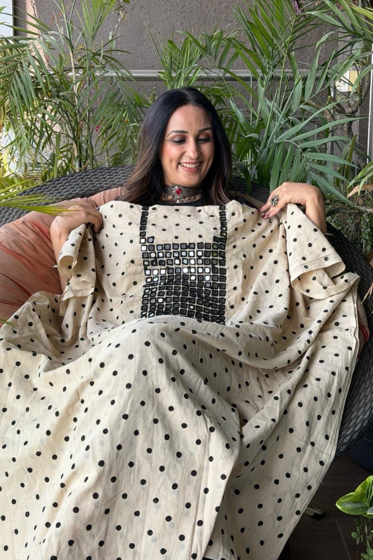 Pure Cotton Kutch mirror hand work kurta fabrics!!