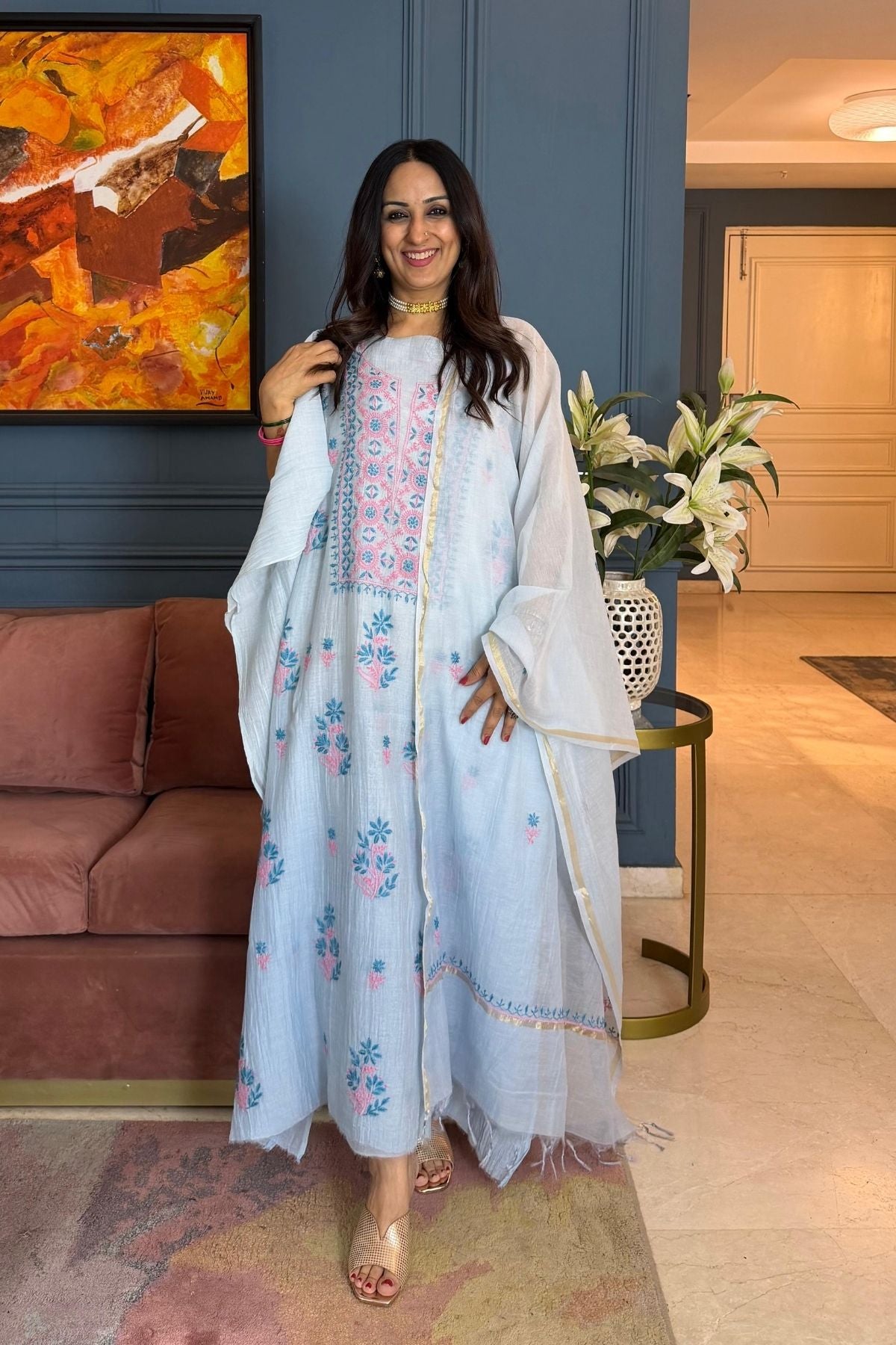 Ombré Chikankari on pure Mul cotton!!!