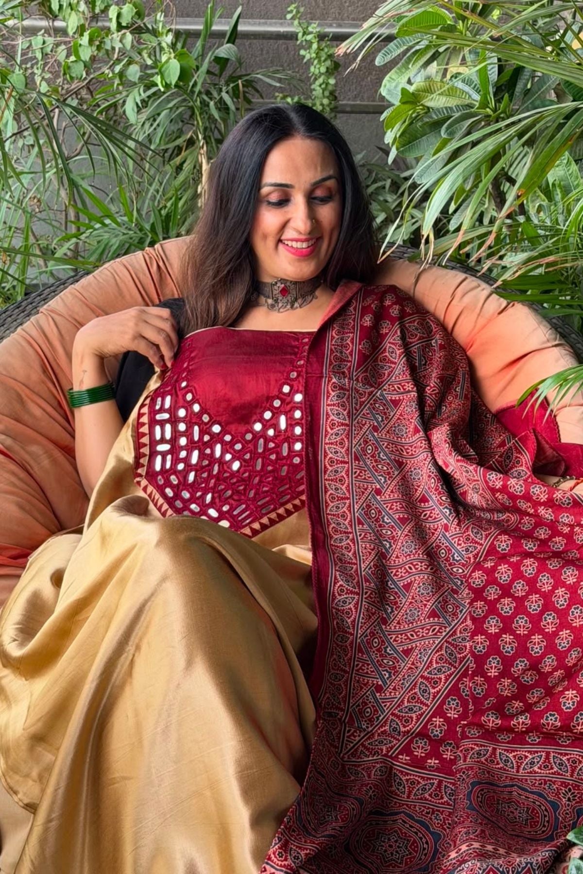 Handcrafted Kutch mirror work Mashru silk full sets!!