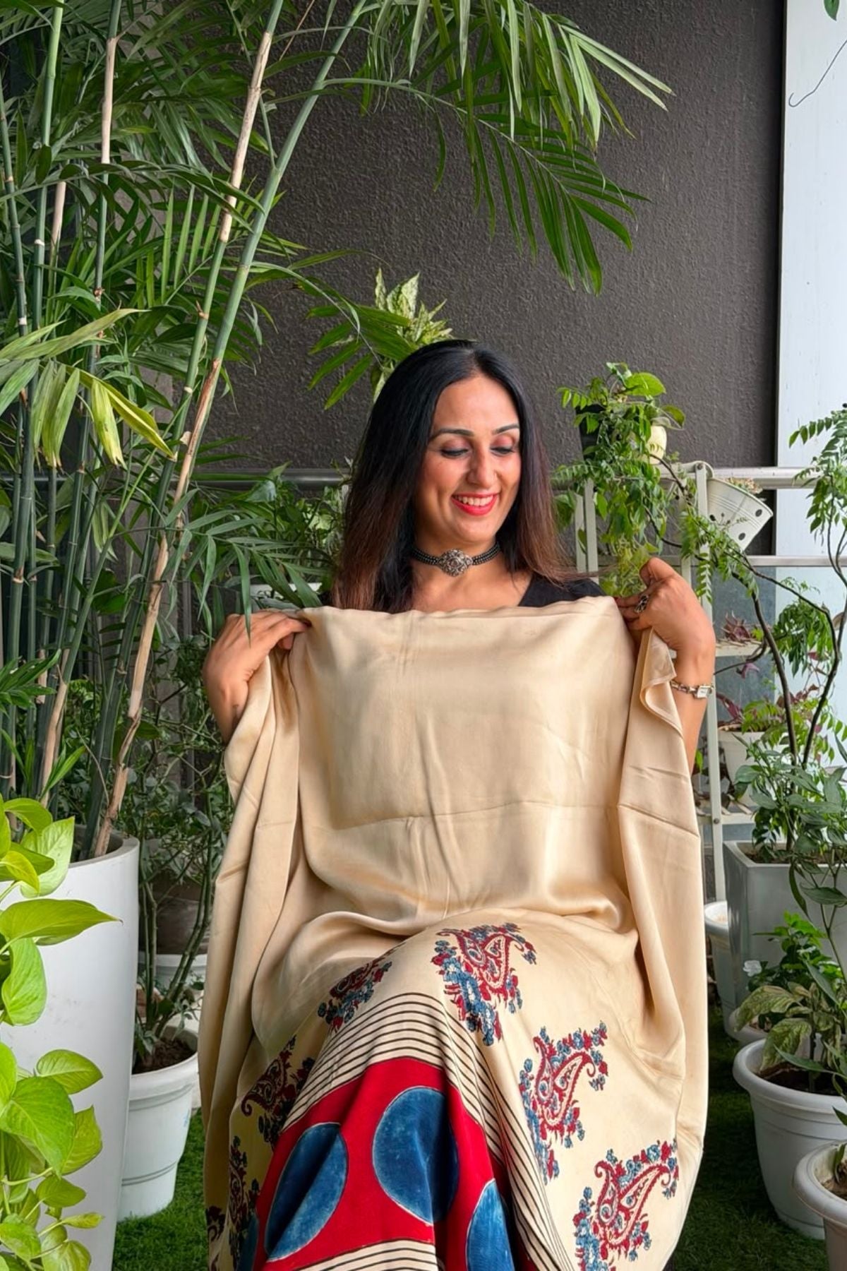 Ajrakh kurta fabric on pure modal !!