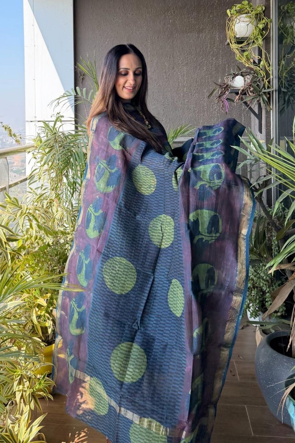 Handblocked with Pomegranate peel kurta dupatta sets in Maheshwari!!