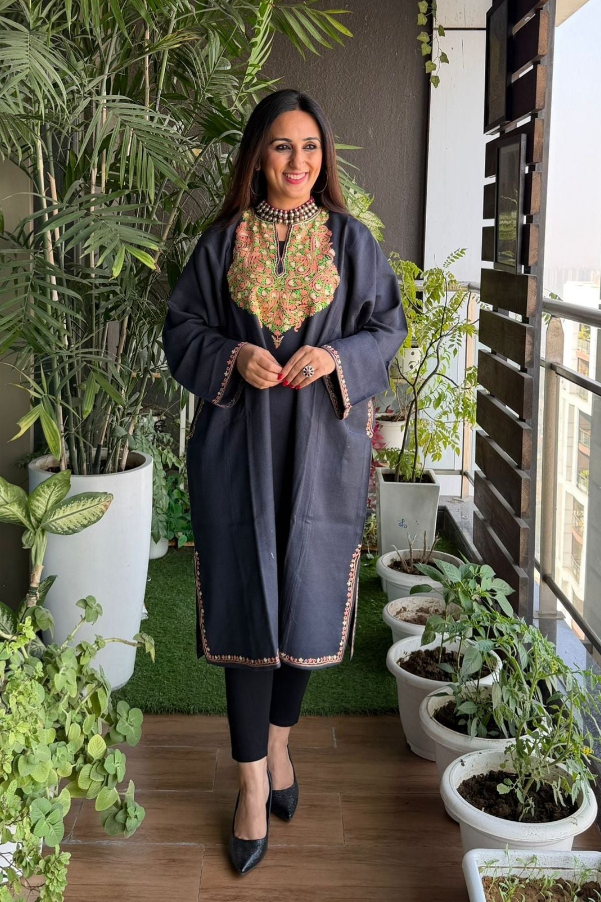 Woollen Kashmiri Phiran with Aari work