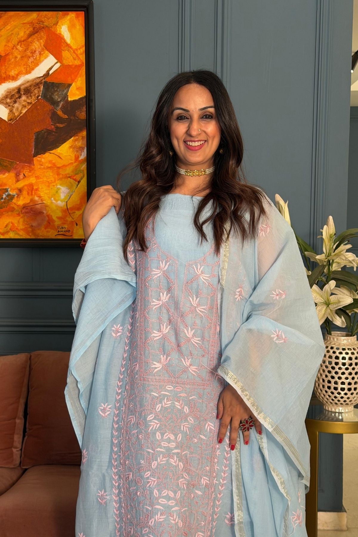 Chikankari on pure Mul cotton!!