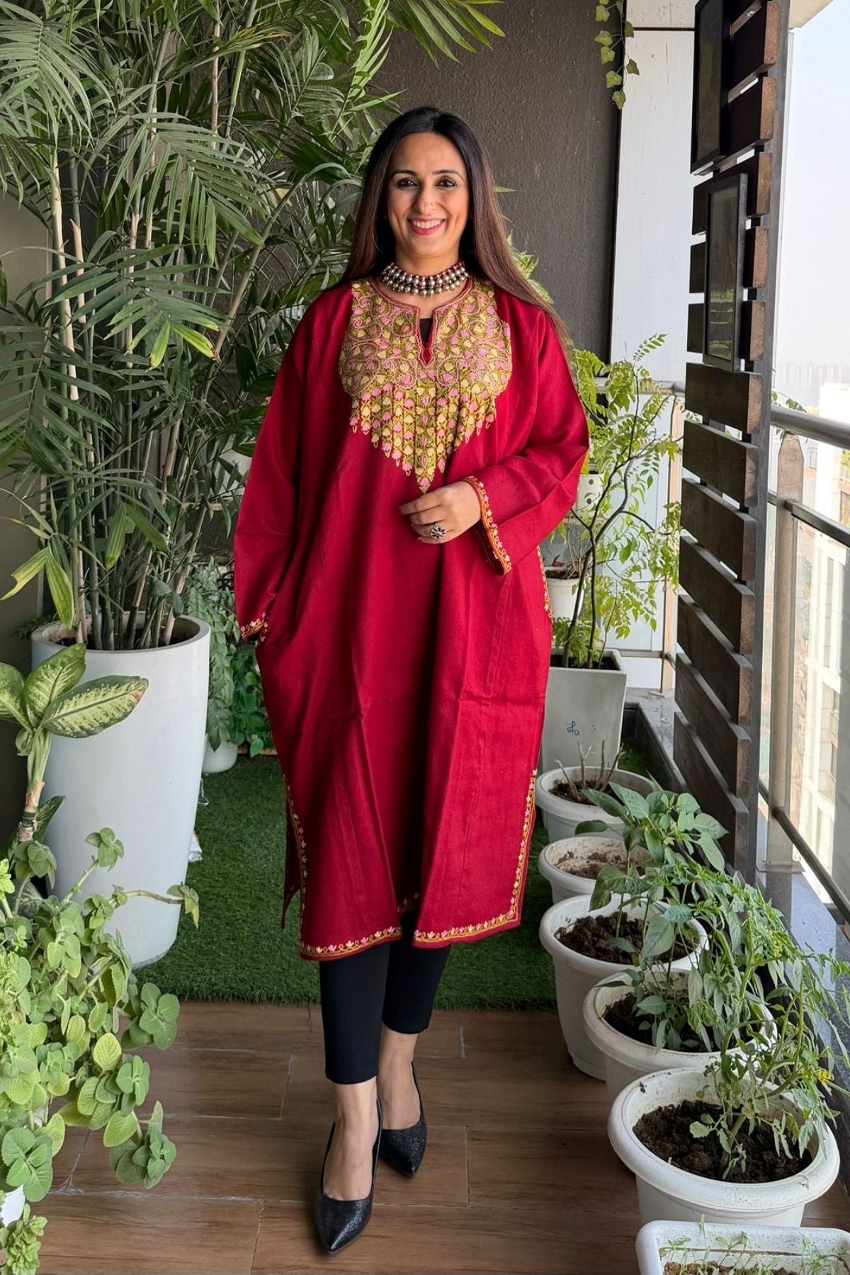 Woollen Kashmiri Phiran with Aari work