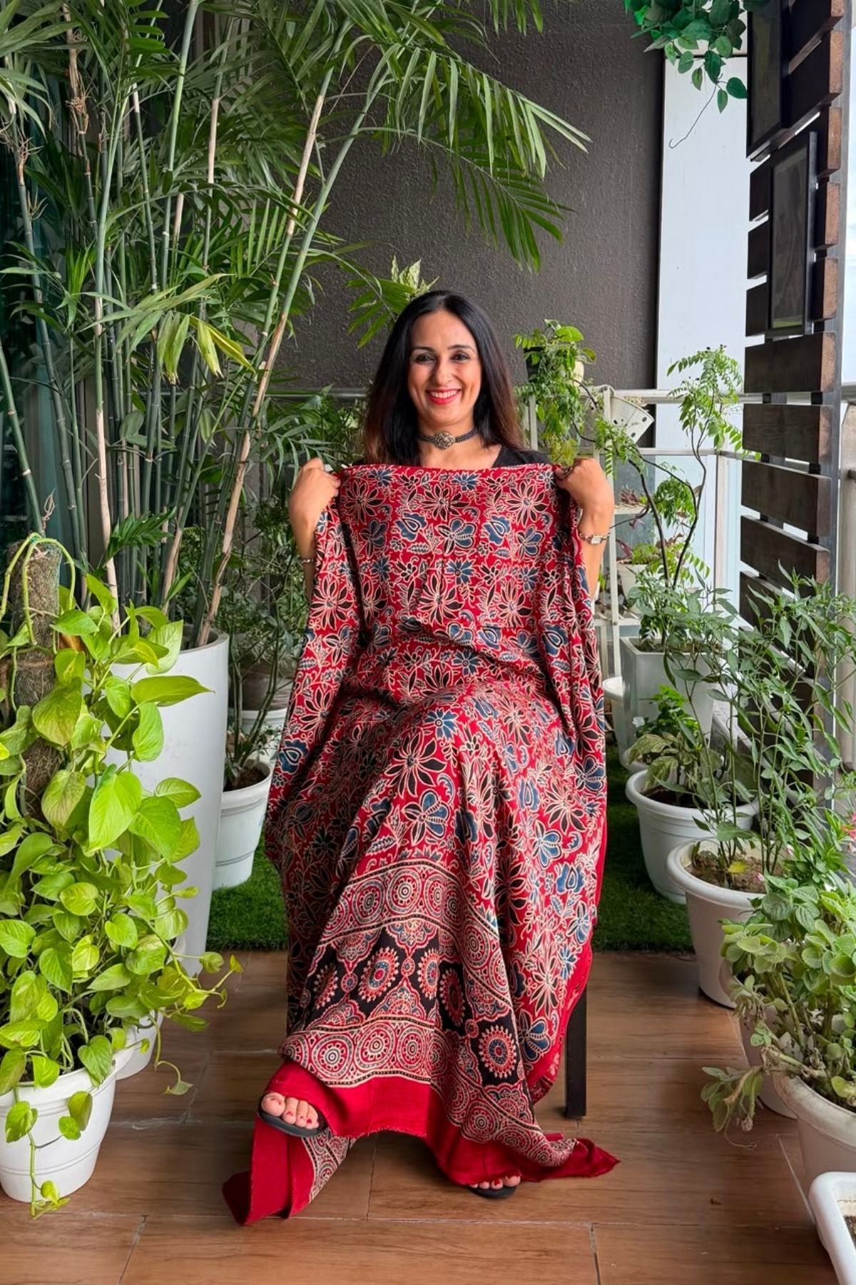 Ajrakh kurta fabric on pure modal !!