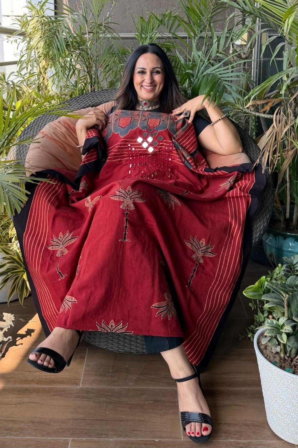 Pure Cotton Kutch mirror hand work kurta fabrics!!