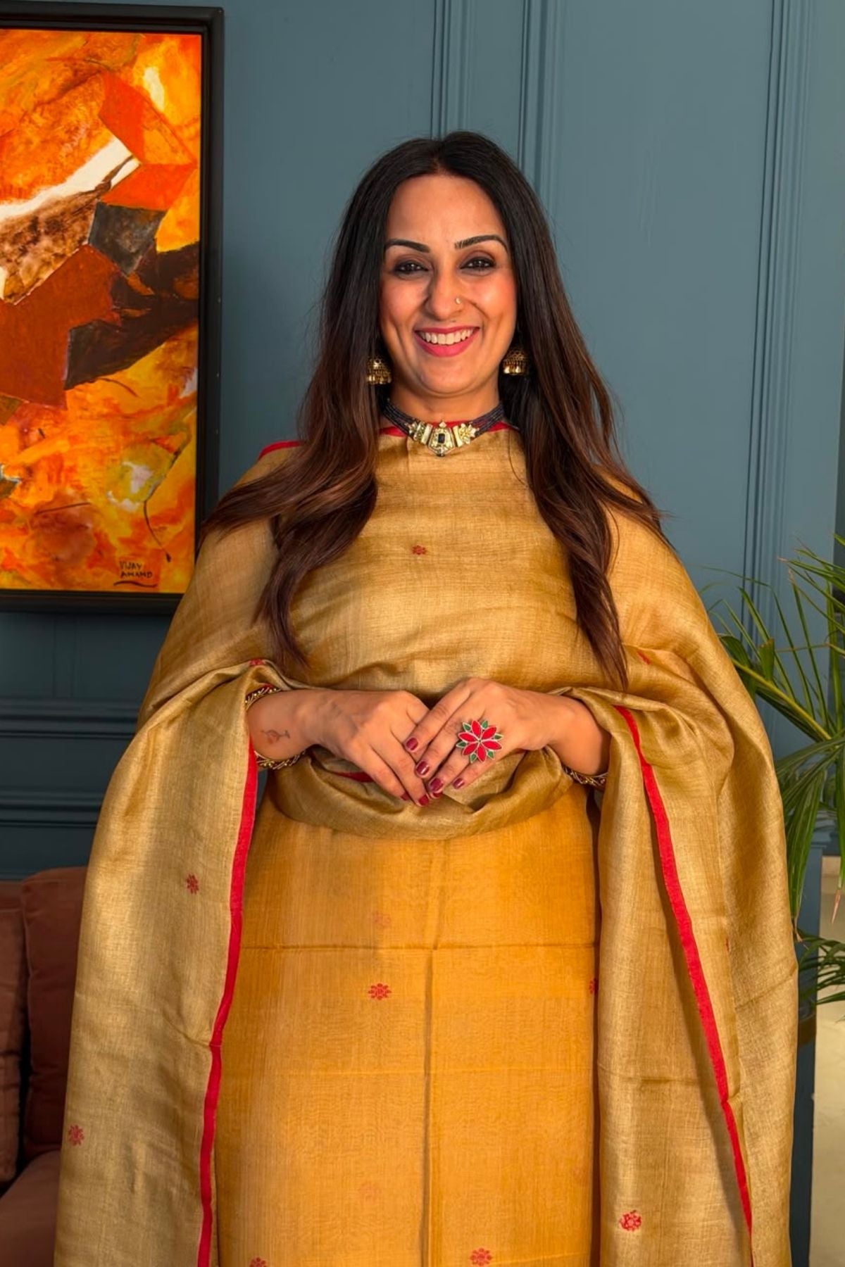 Tangail weave on Pure Tussar Silk -Kurta Dupatta set