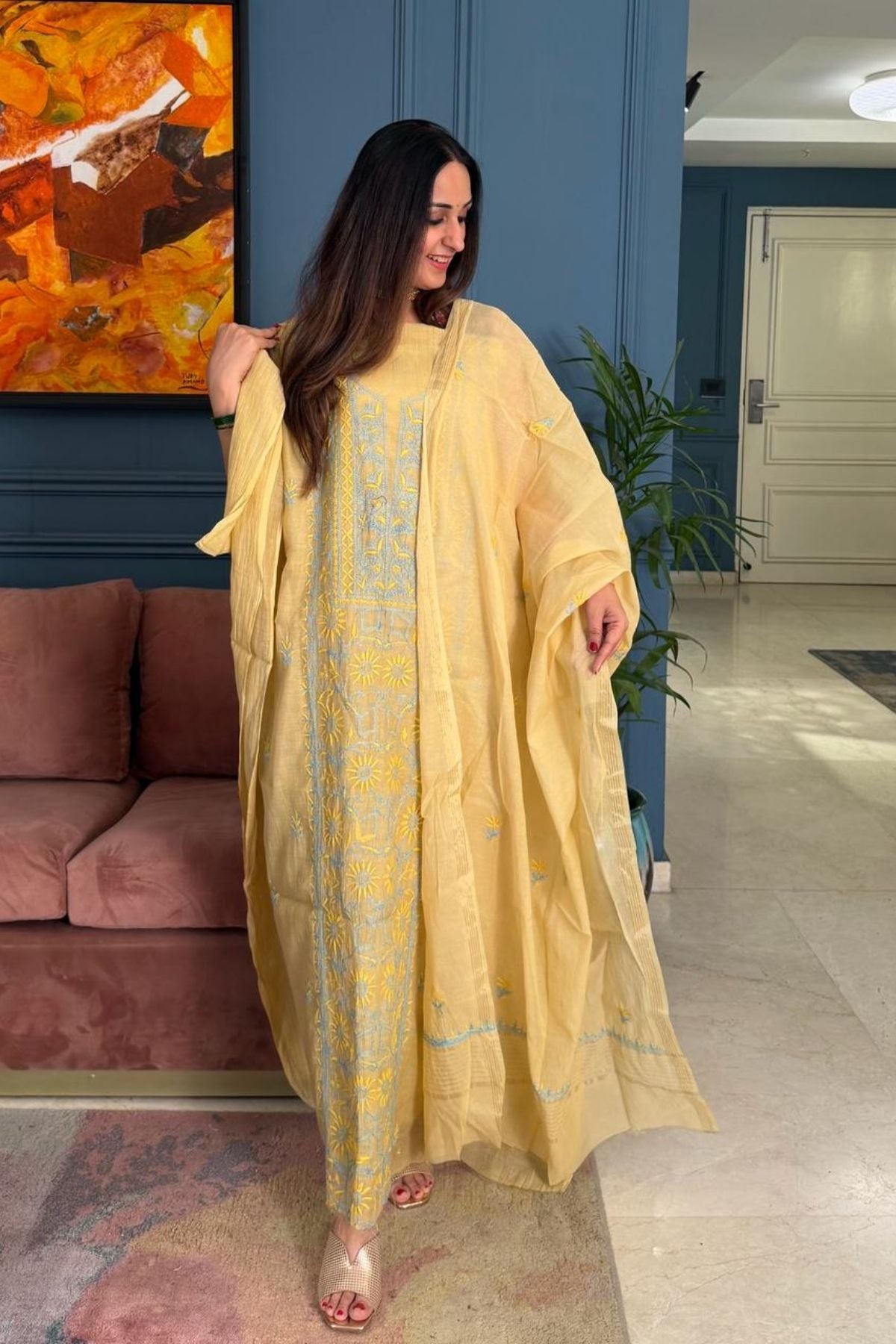 Chikankari on pure Mul cotton!!