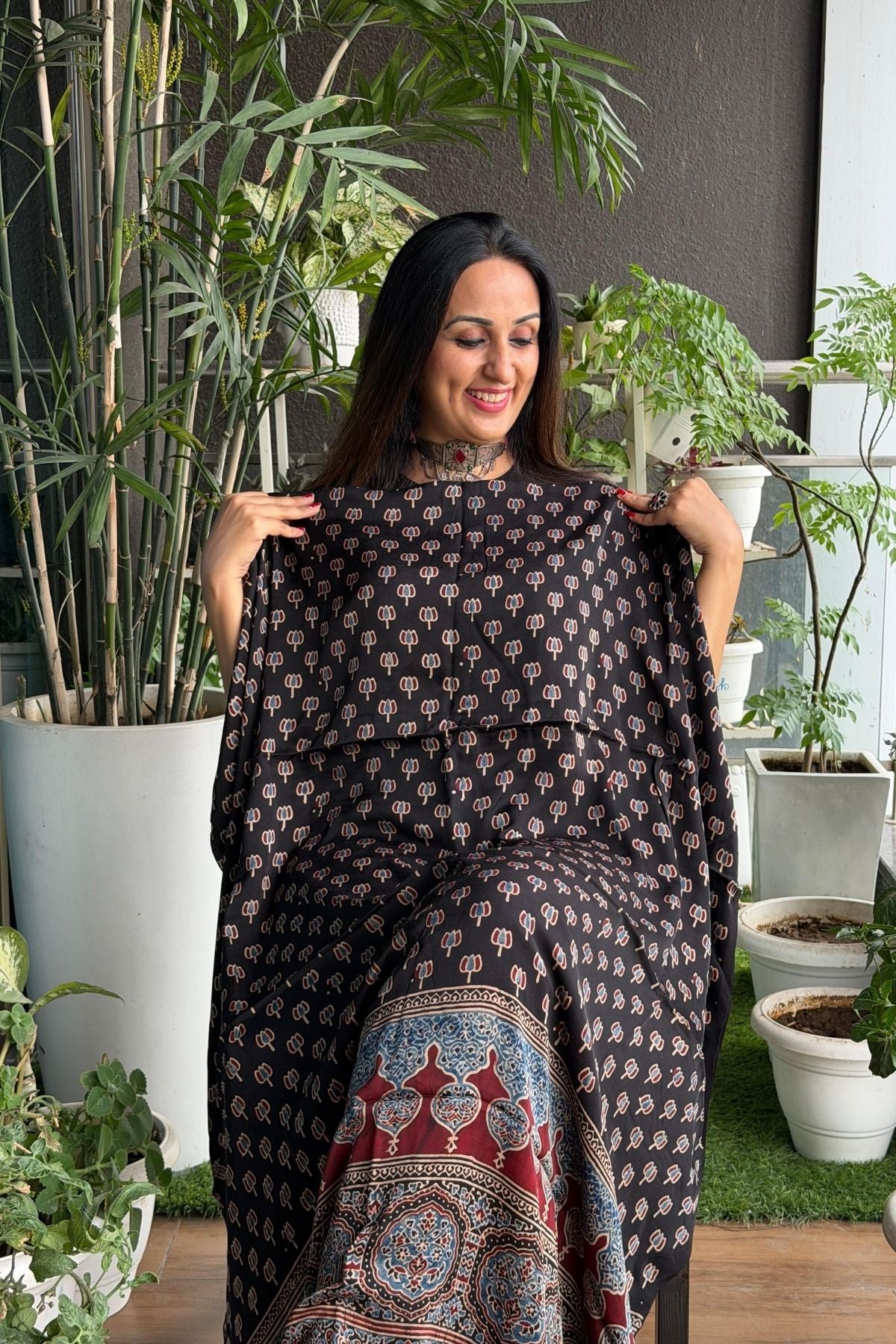 Ajrakh kurta fabric on pure modal !!