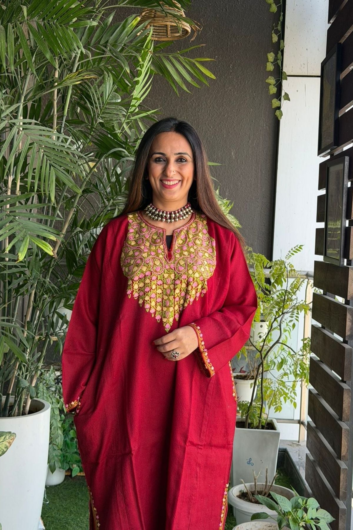 Woollen Kashmiri Phiran with Aari work