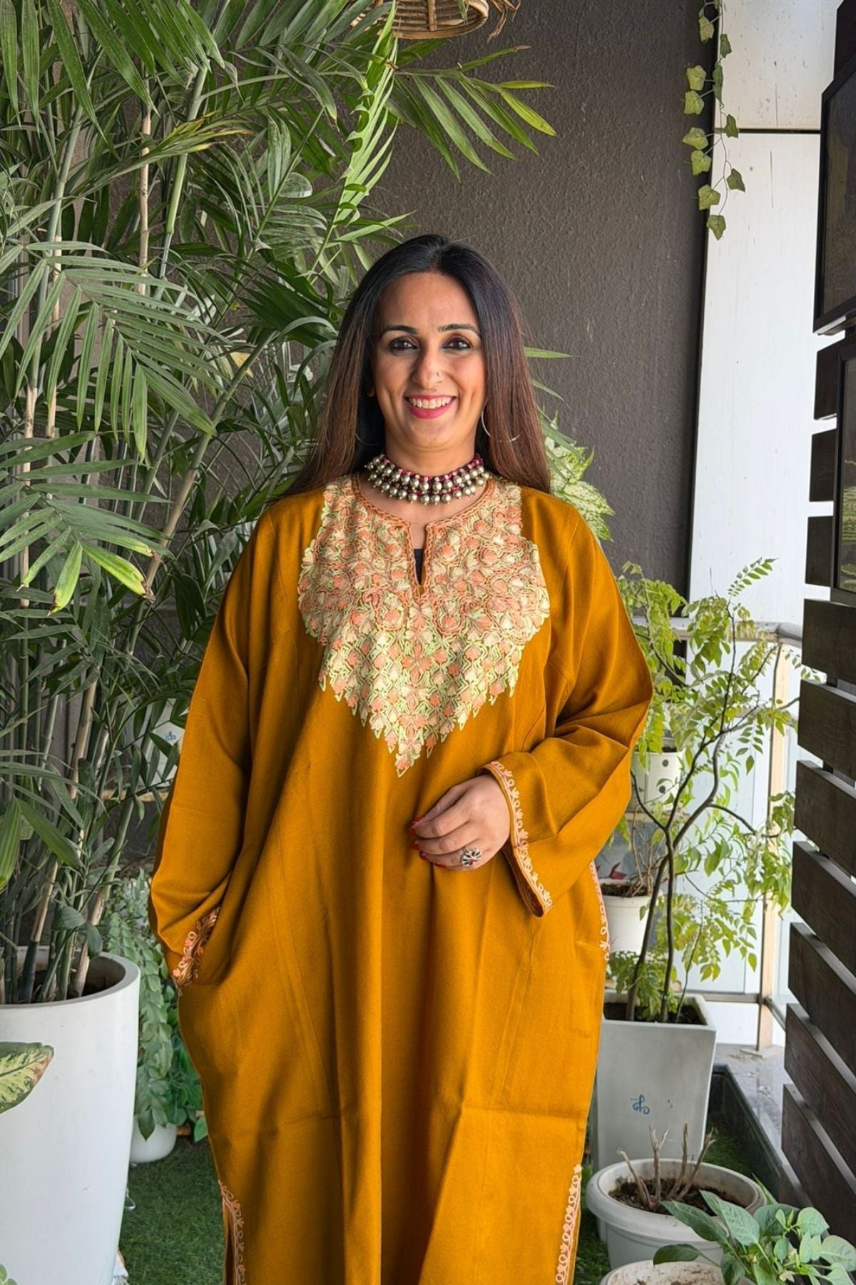 Woollen Kashmiri Phiran with Aari work