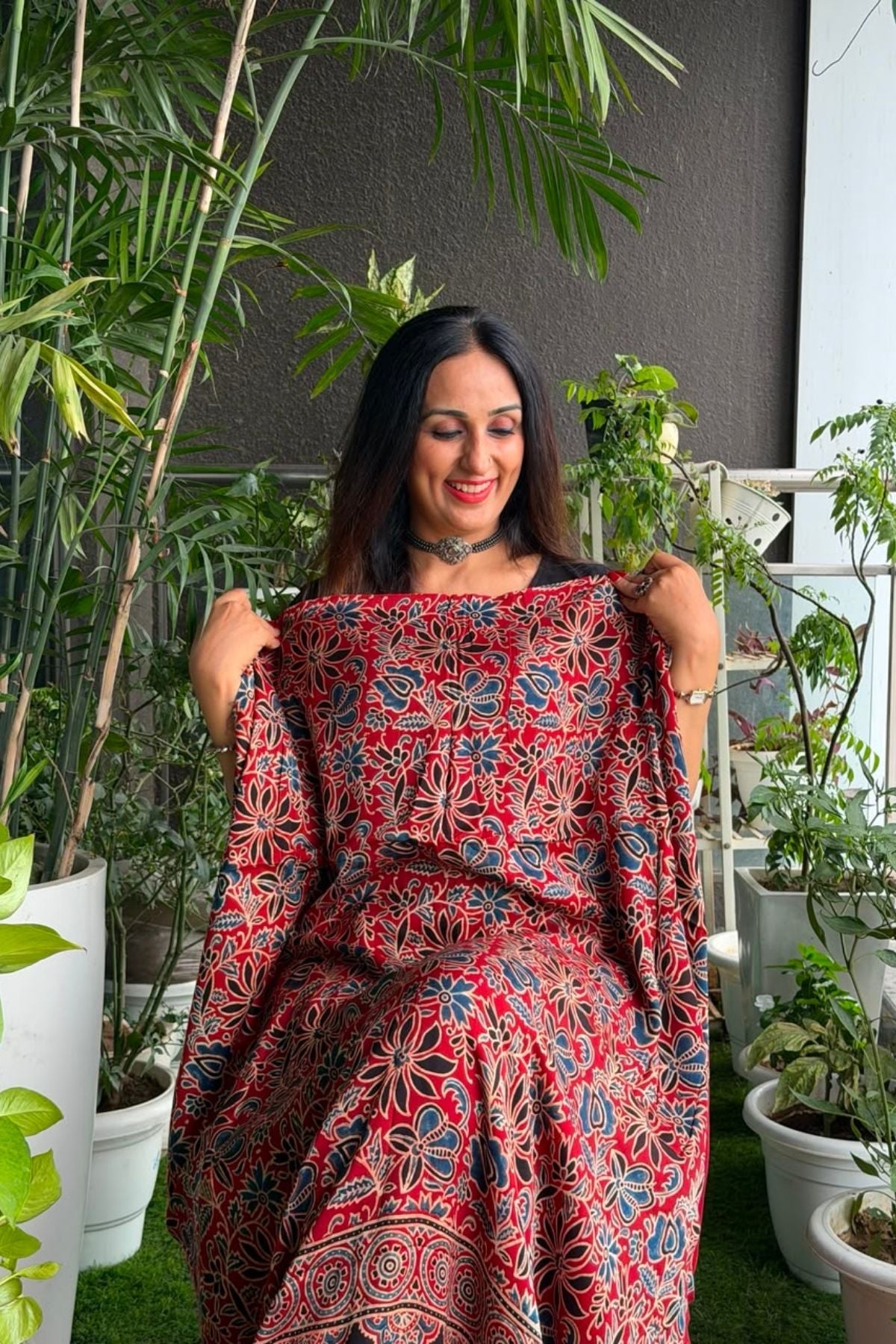 Ajrakh kurta fabric on pure modal !!