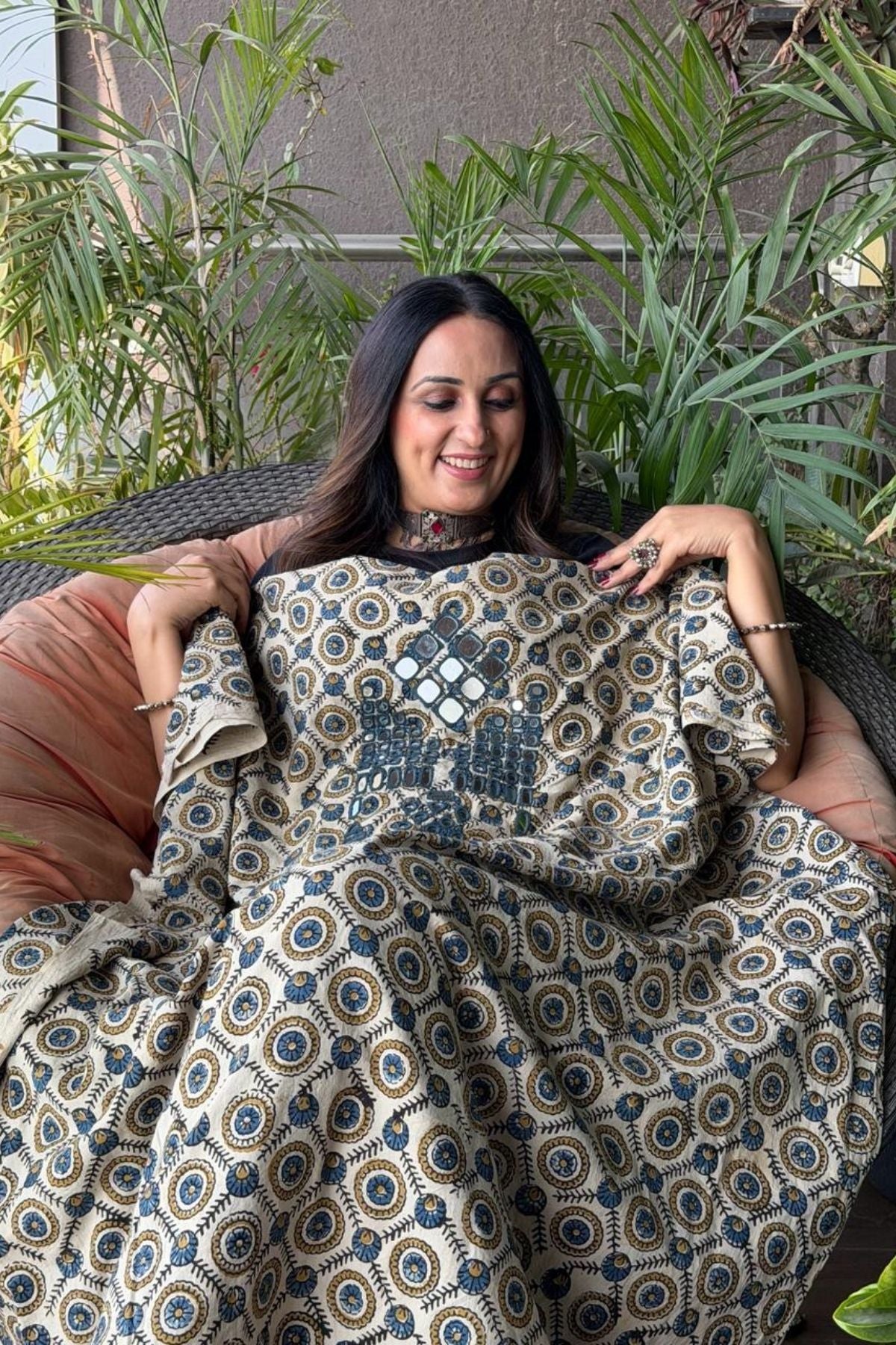 Pure Cotton Kutch mirror hand work kurta fabrics!!