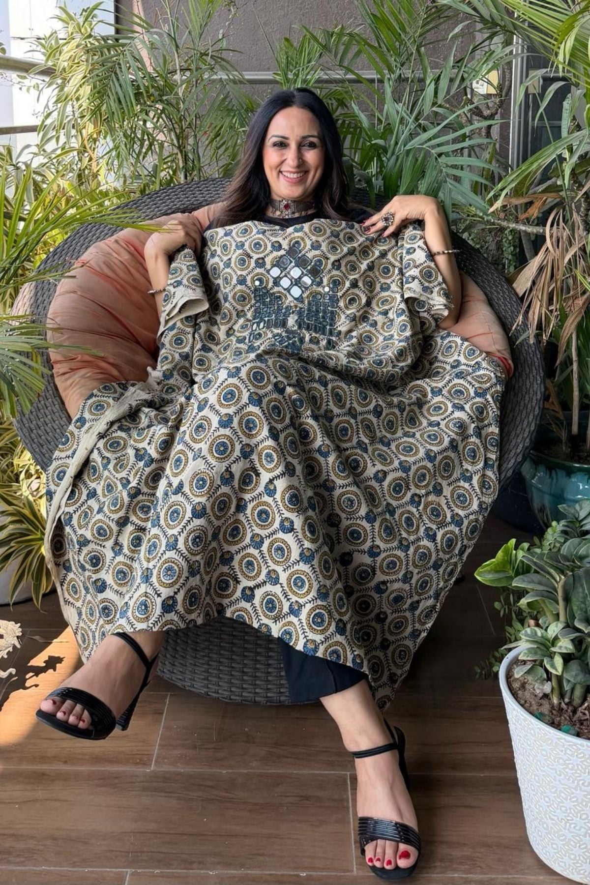 Pure Cotton Kutch mirror hand work kurta fabrics!!