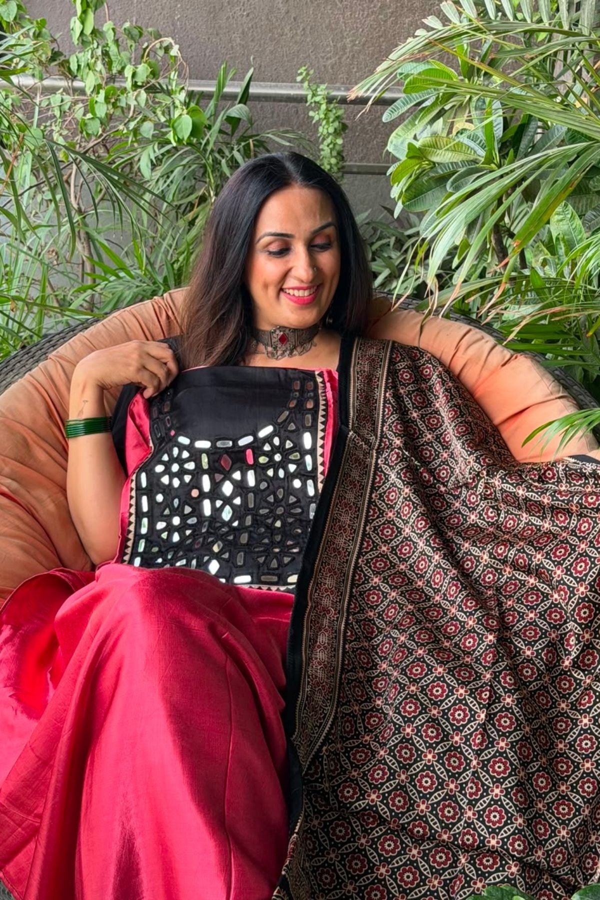 Handcrafted Kutch mirror work Mashru silk full sets!!