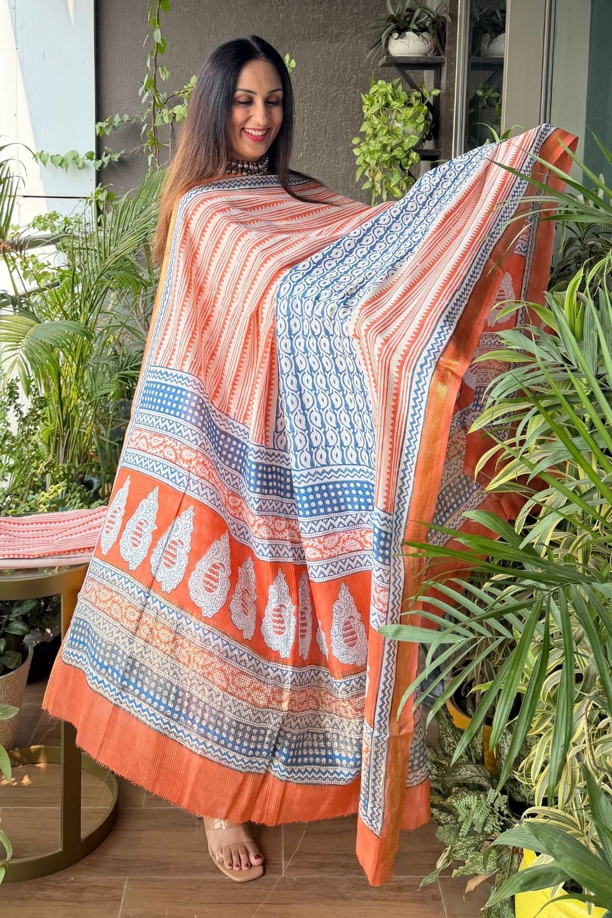 Handblocked Bagh full sets on pure Maheshwari!!