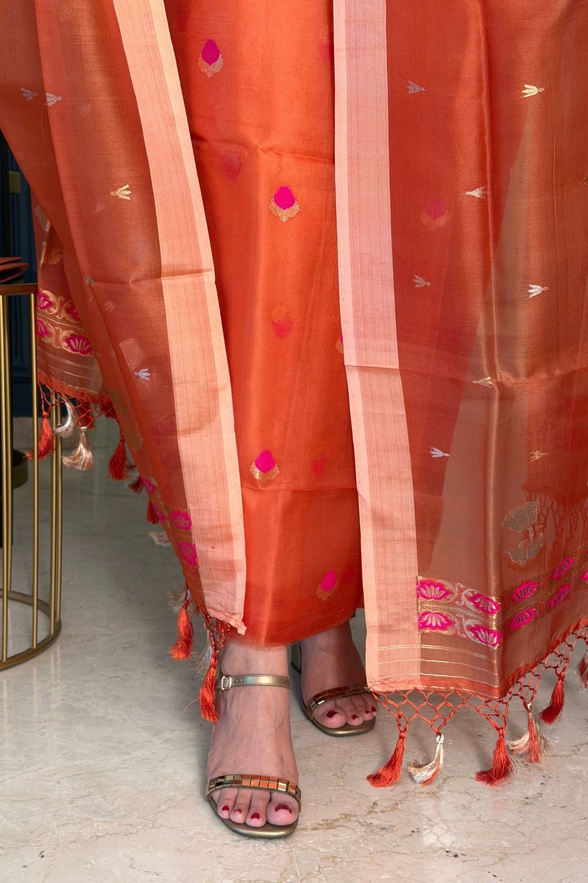 Handloom pure Kora silk full suit sets!!