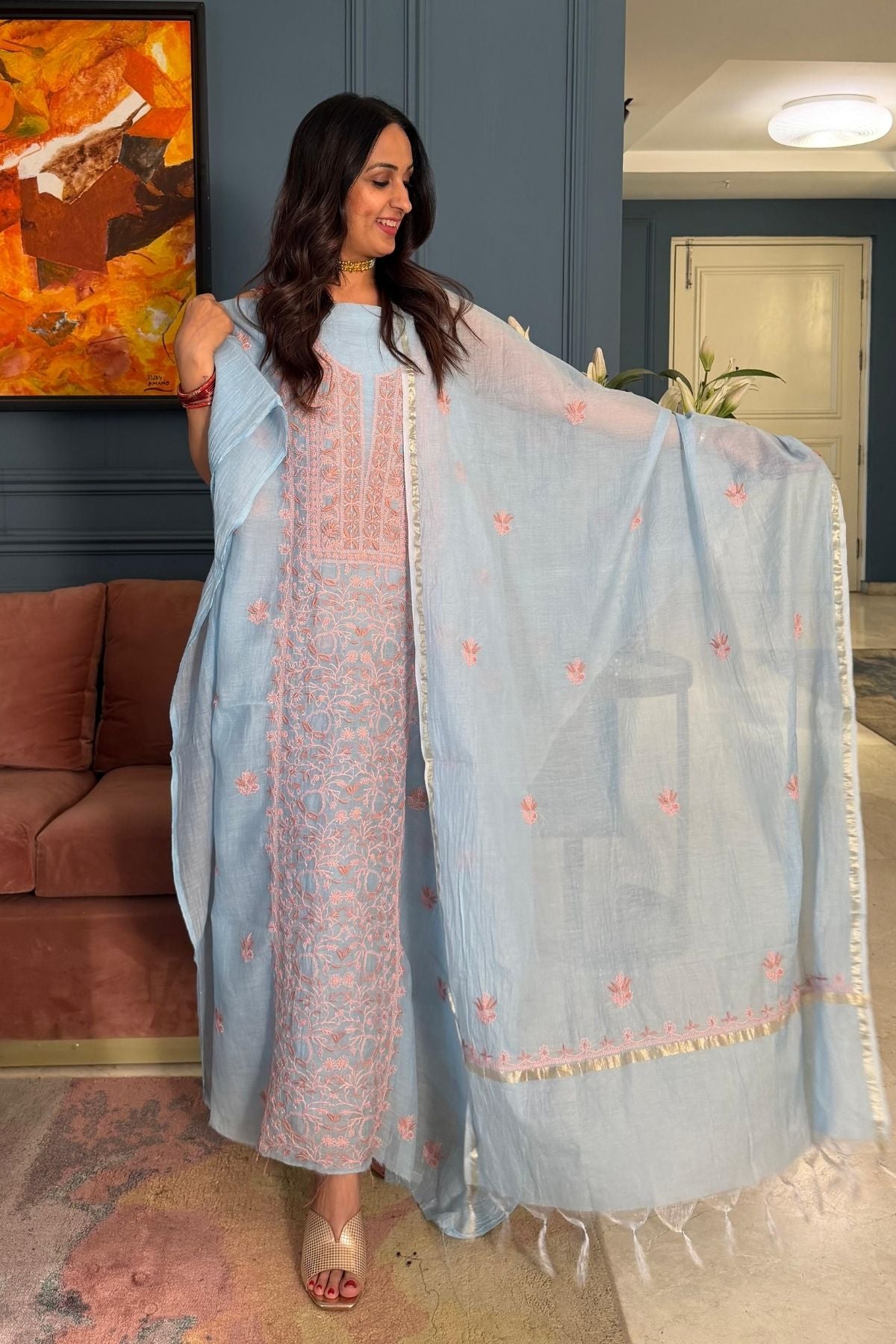 Chikankari on pure Mul cotton!!