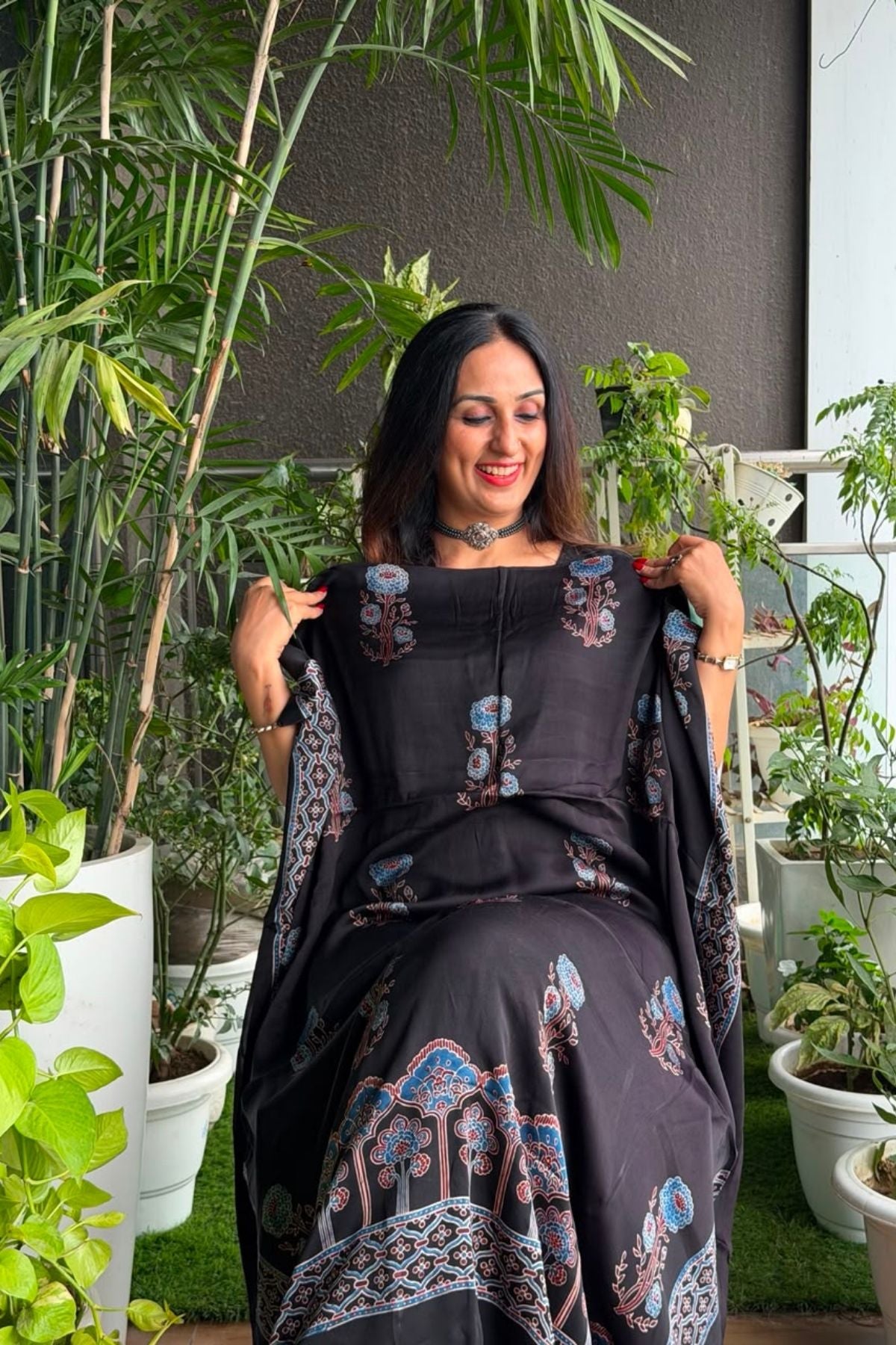 Ajrakh kurta fabric on pure modal !!