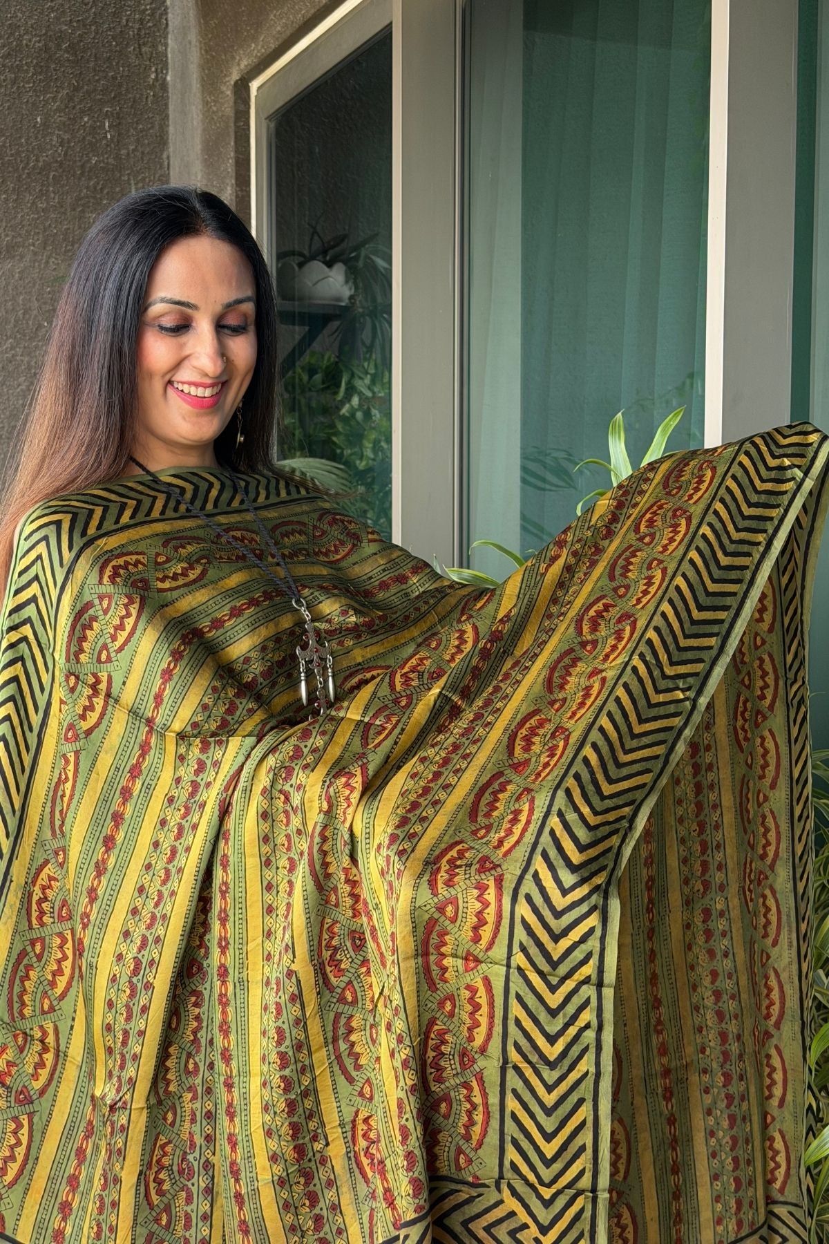 Ombré dyed modal kurta fabric with vegetable Handblock dyed dupatta!!