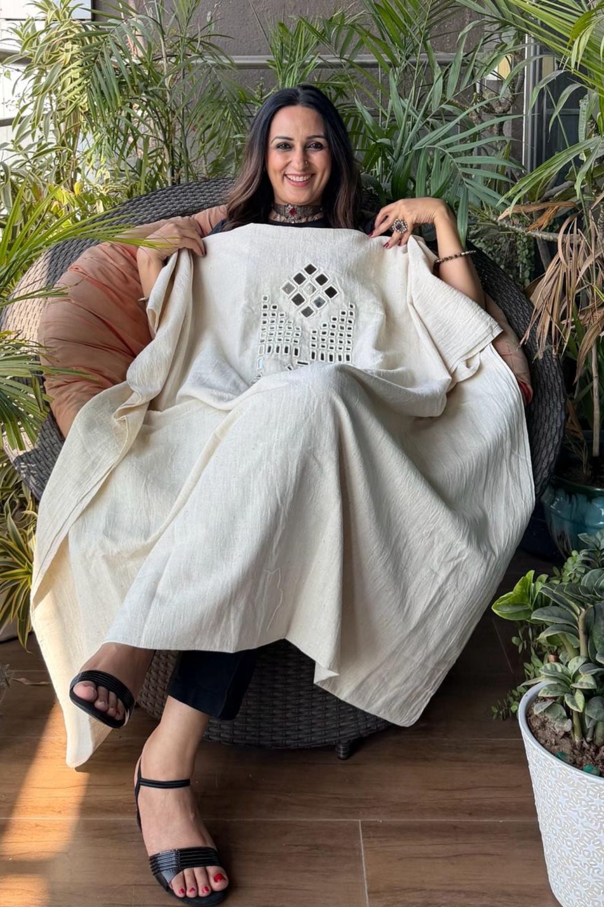 Kutch Mirror work on pure Kala cotton!!!