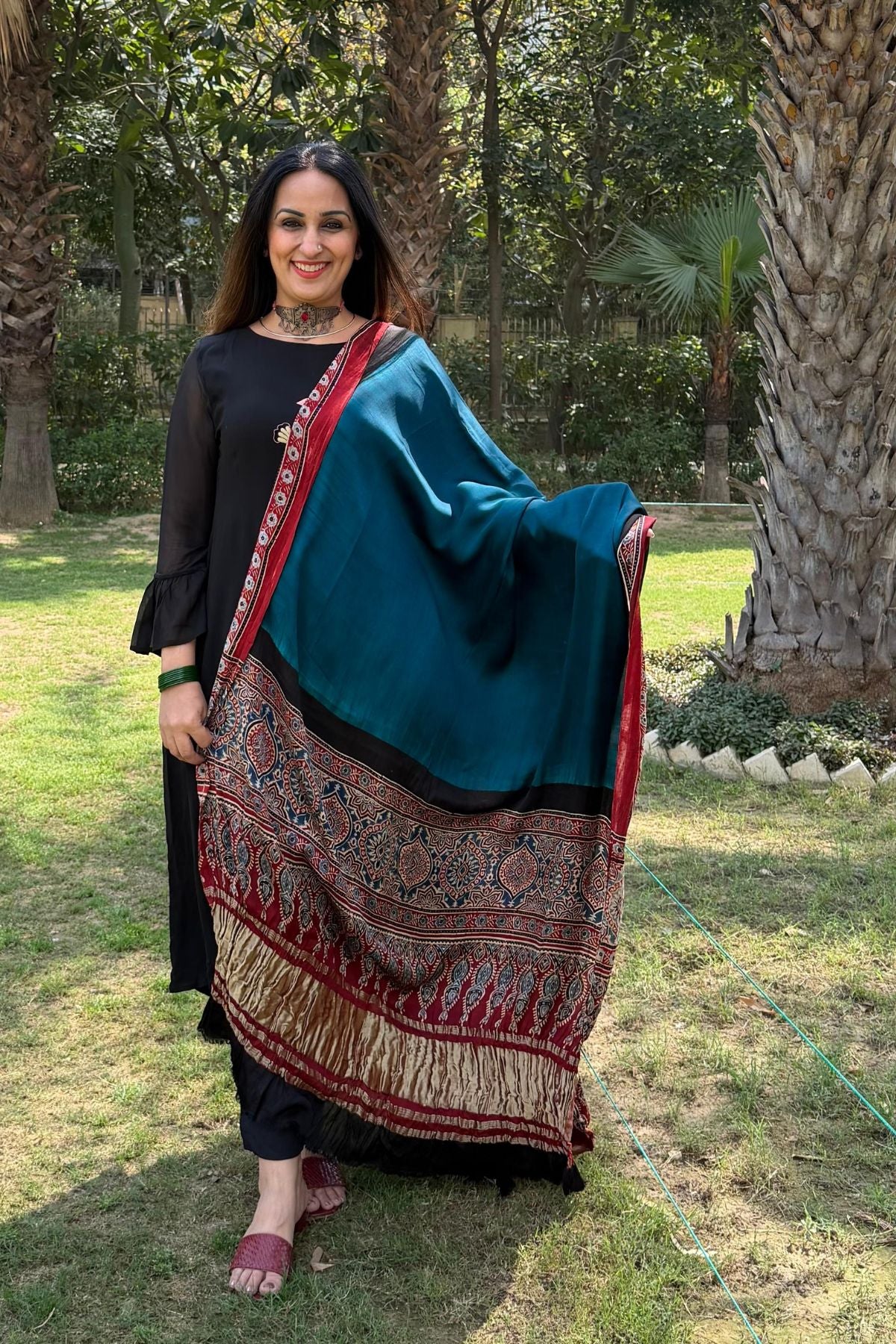 Ajrakh Dupatta on pure Modal with lagdi patta!!