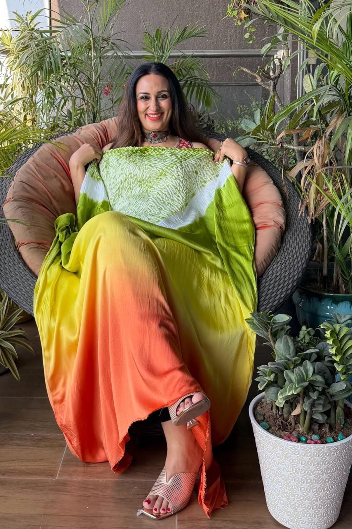 Handblocked Shibori shaded kurta on pure Modal