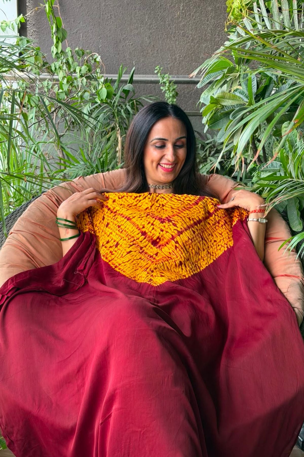 Stunning hand Shibori work on pure modal satin!!
