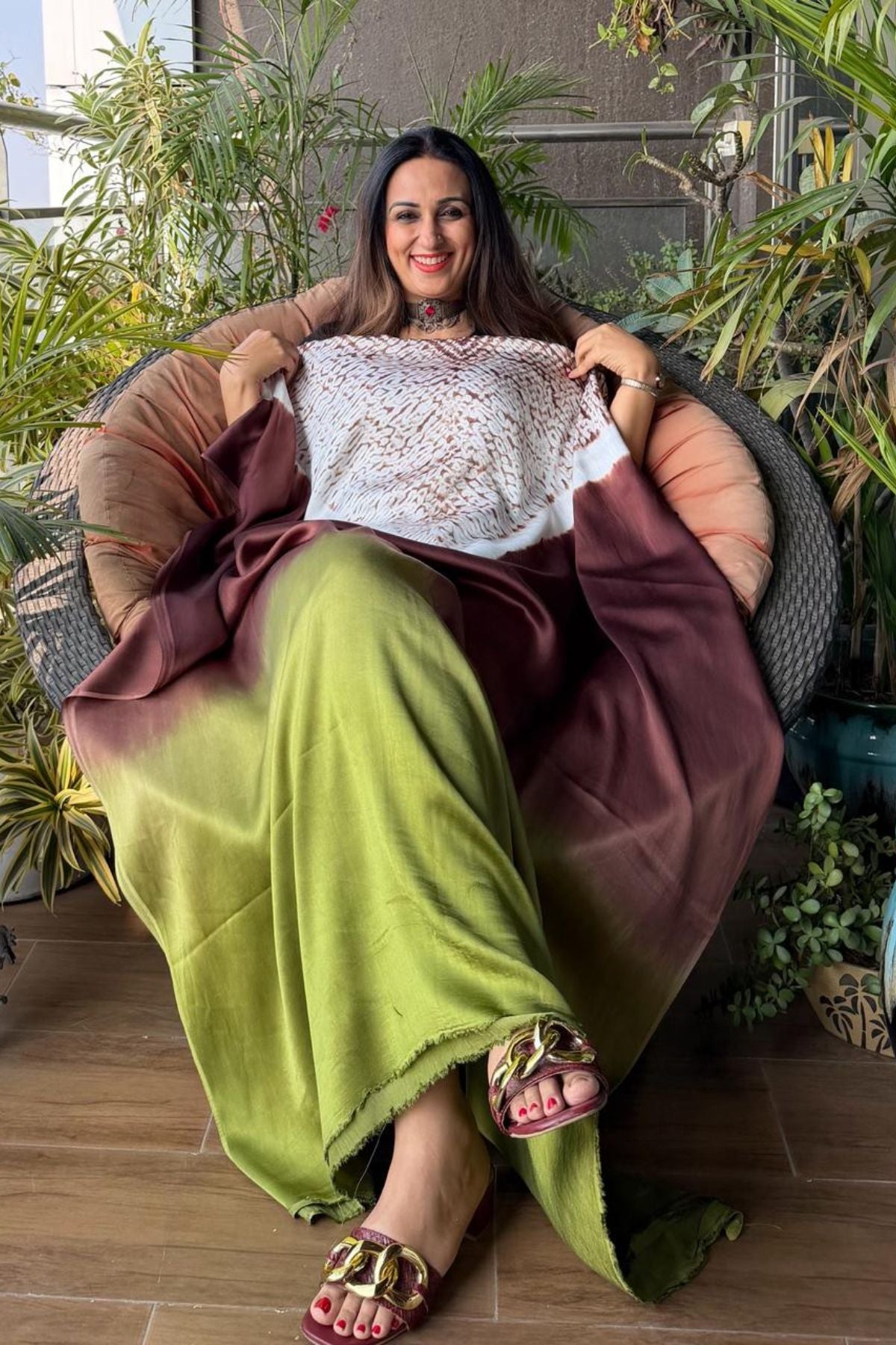 Handblocked Shibori shaded kurta on pure Modal